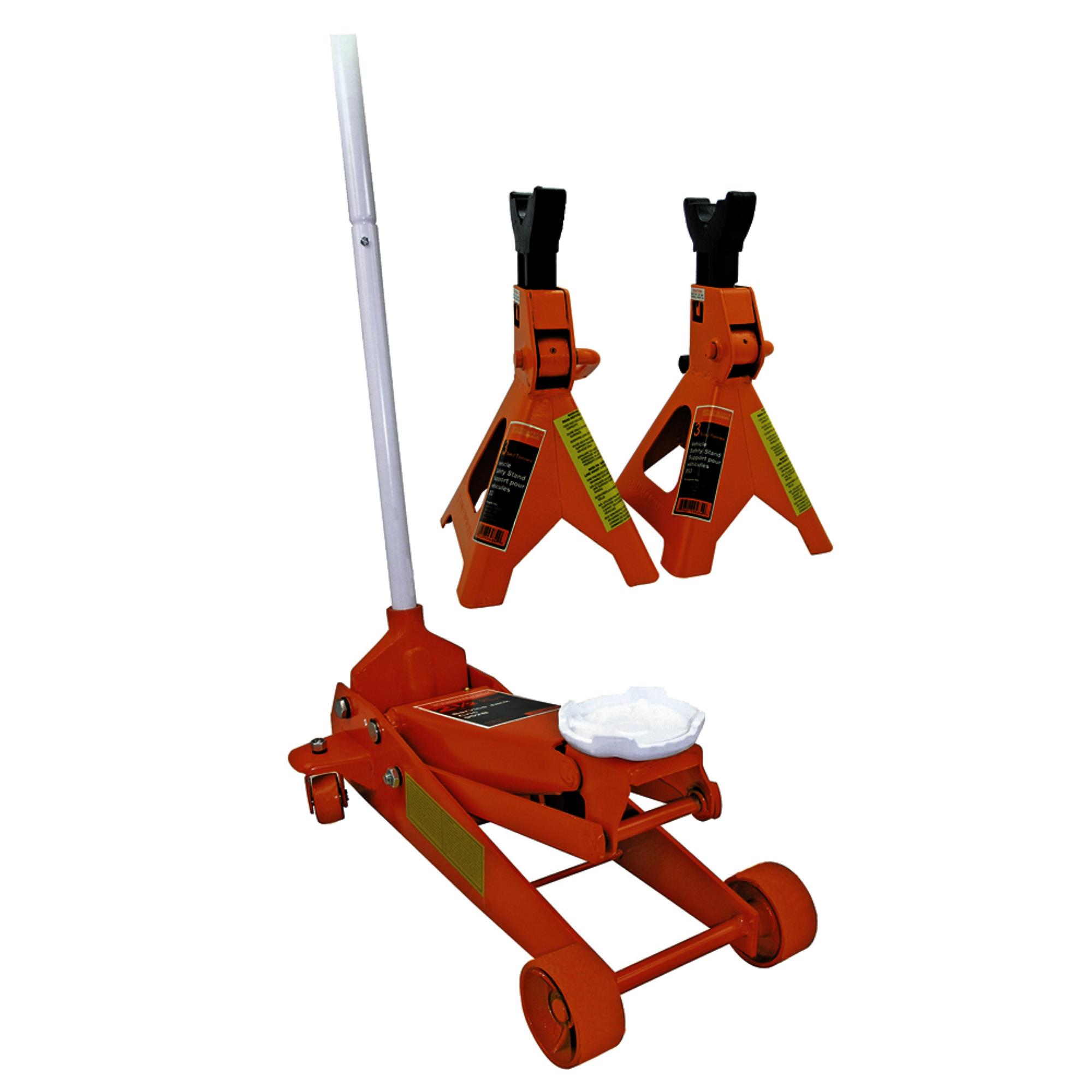 Cric : cric de service de 2 1/2 tonnes et supports pour véhicules de 3 tonnes