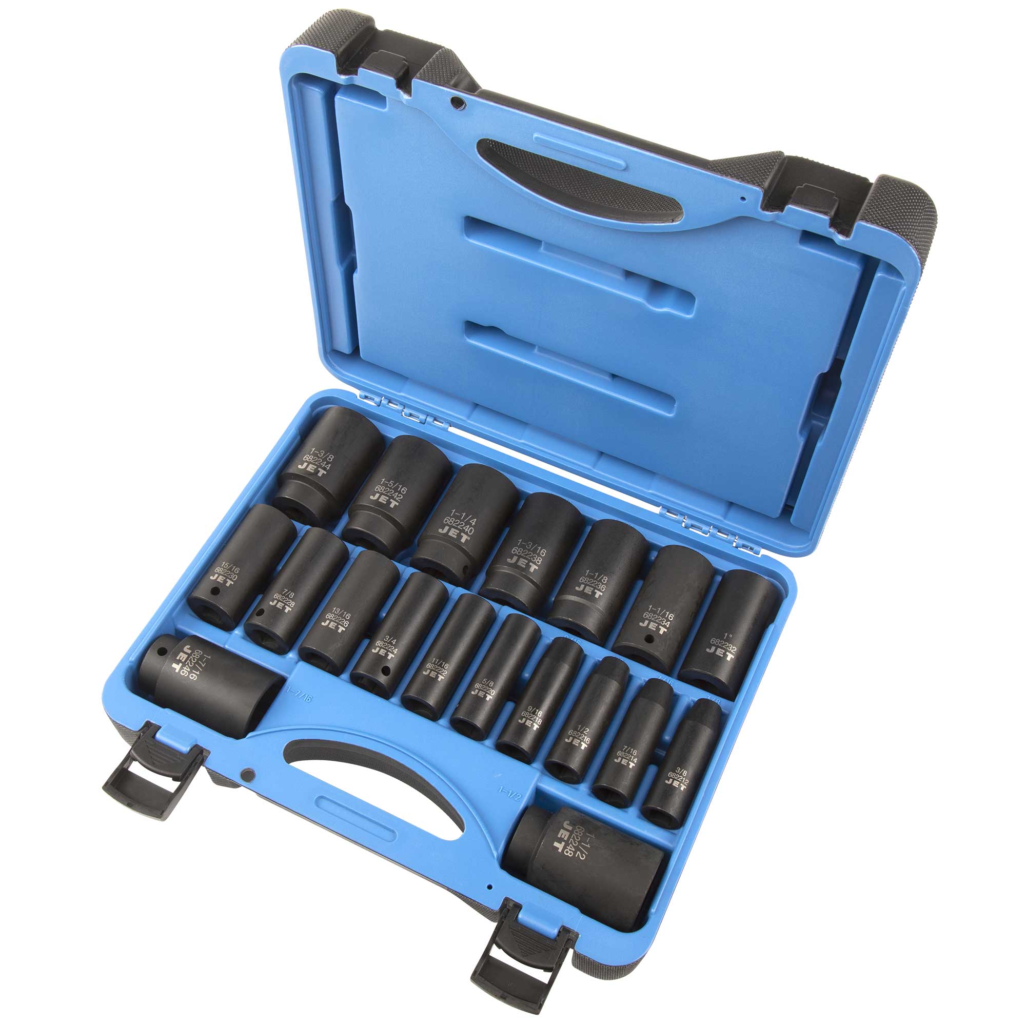 19-Pc 1/2" DR Deep SAE Impact Socket Set - 6 Pt