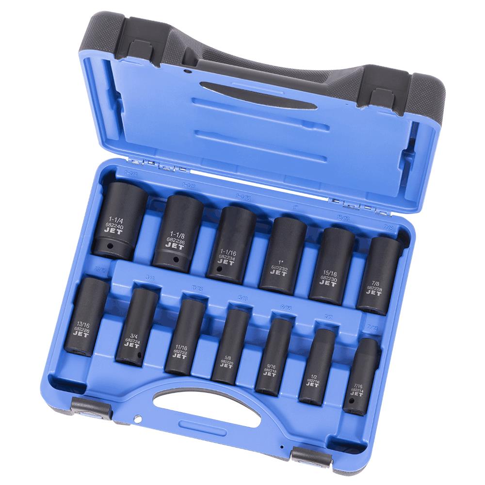 13-Pc 1/2" DR Deep SAE Impact Socket Set - 6 Pt