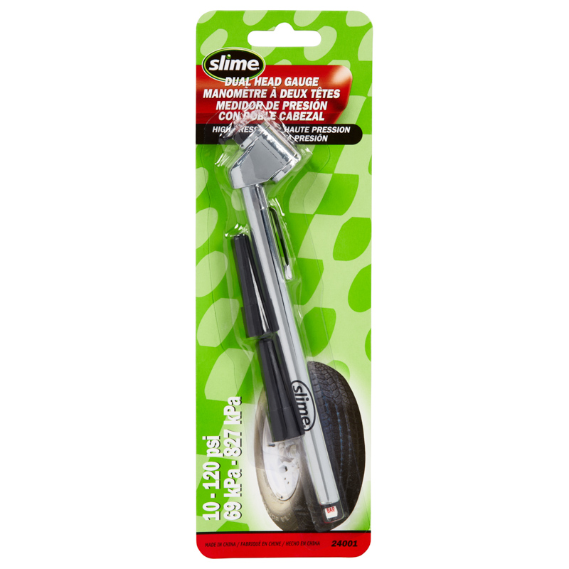 Slime® 10-120 Psi Dual Head Pencil Tire Pressure Gauge with Valve Extenders