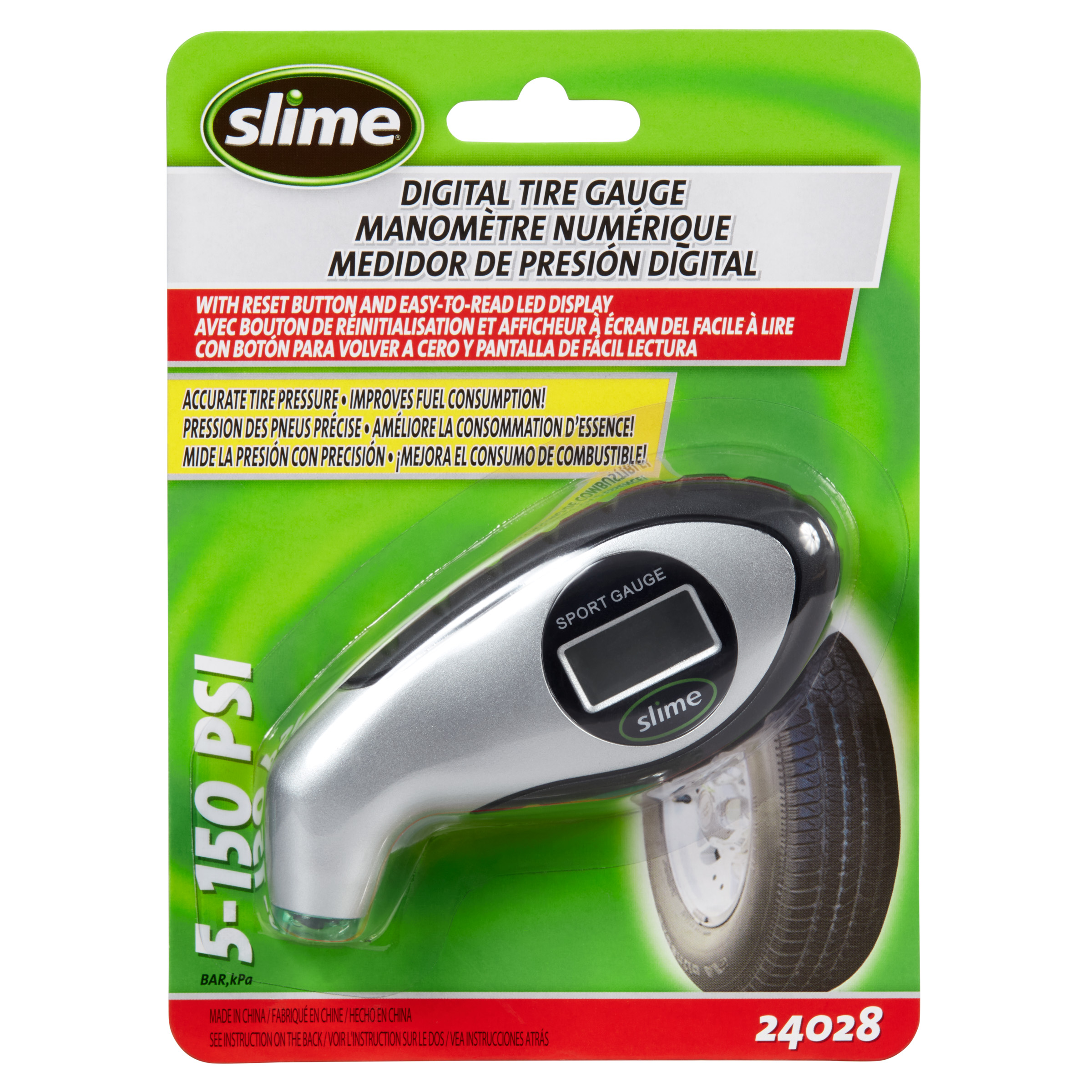 Manomètre numérique pour pneus Slime® 5-150 psi