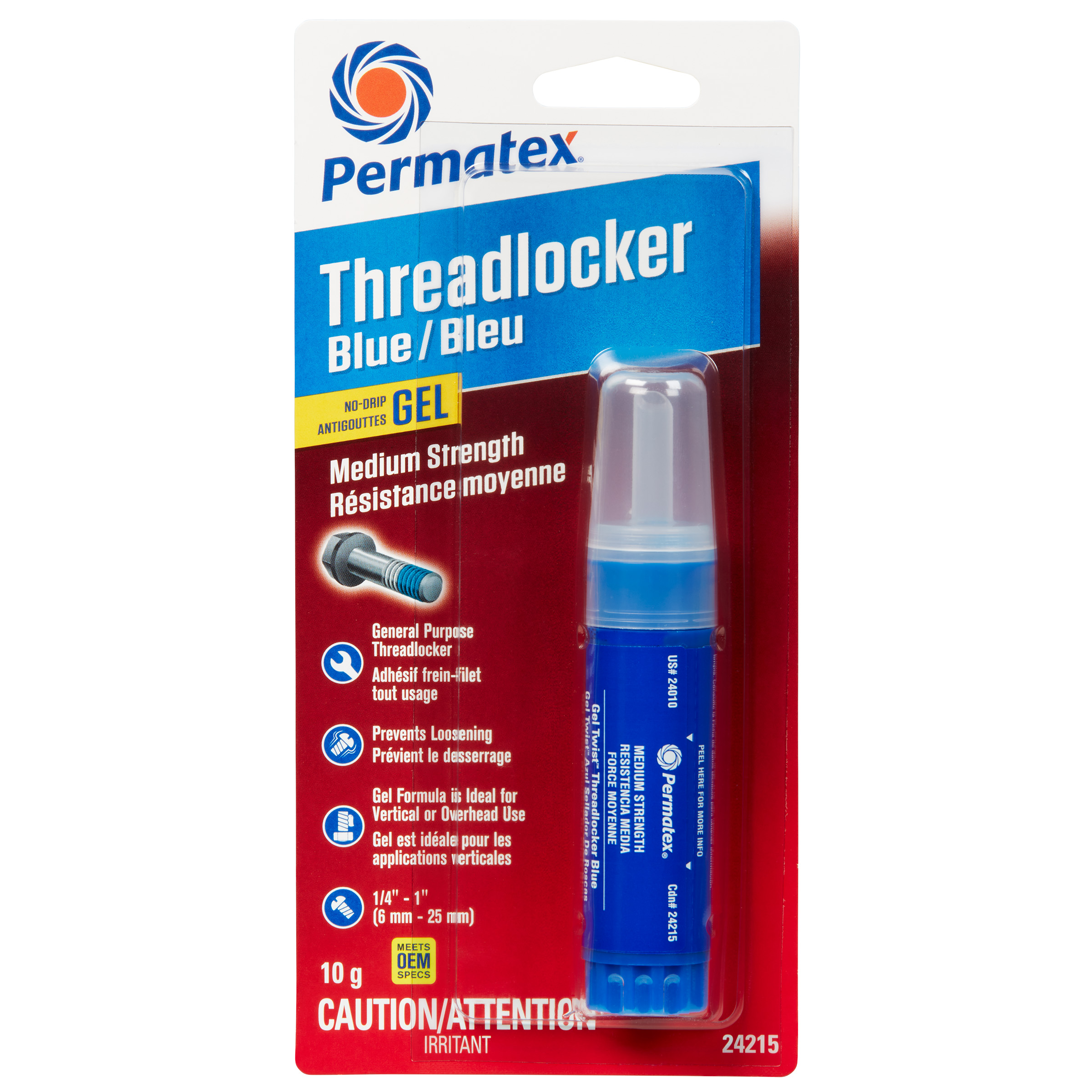 Frein à fil Permatex Blue Gel, résistance moyenne 242, tube de 10 g