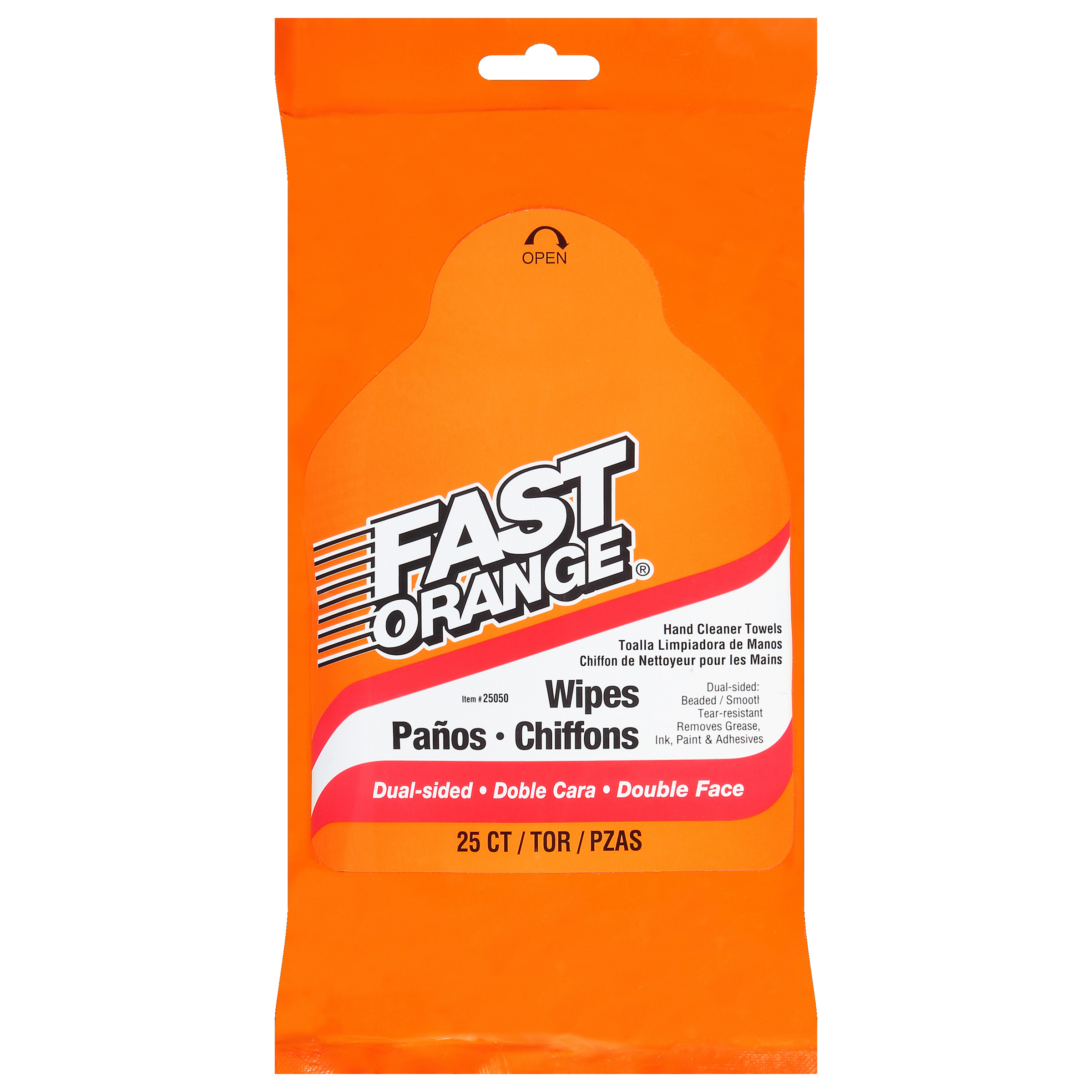Fast Orange® Hand Cleaner Wipes - Pouch - 25 Wipes