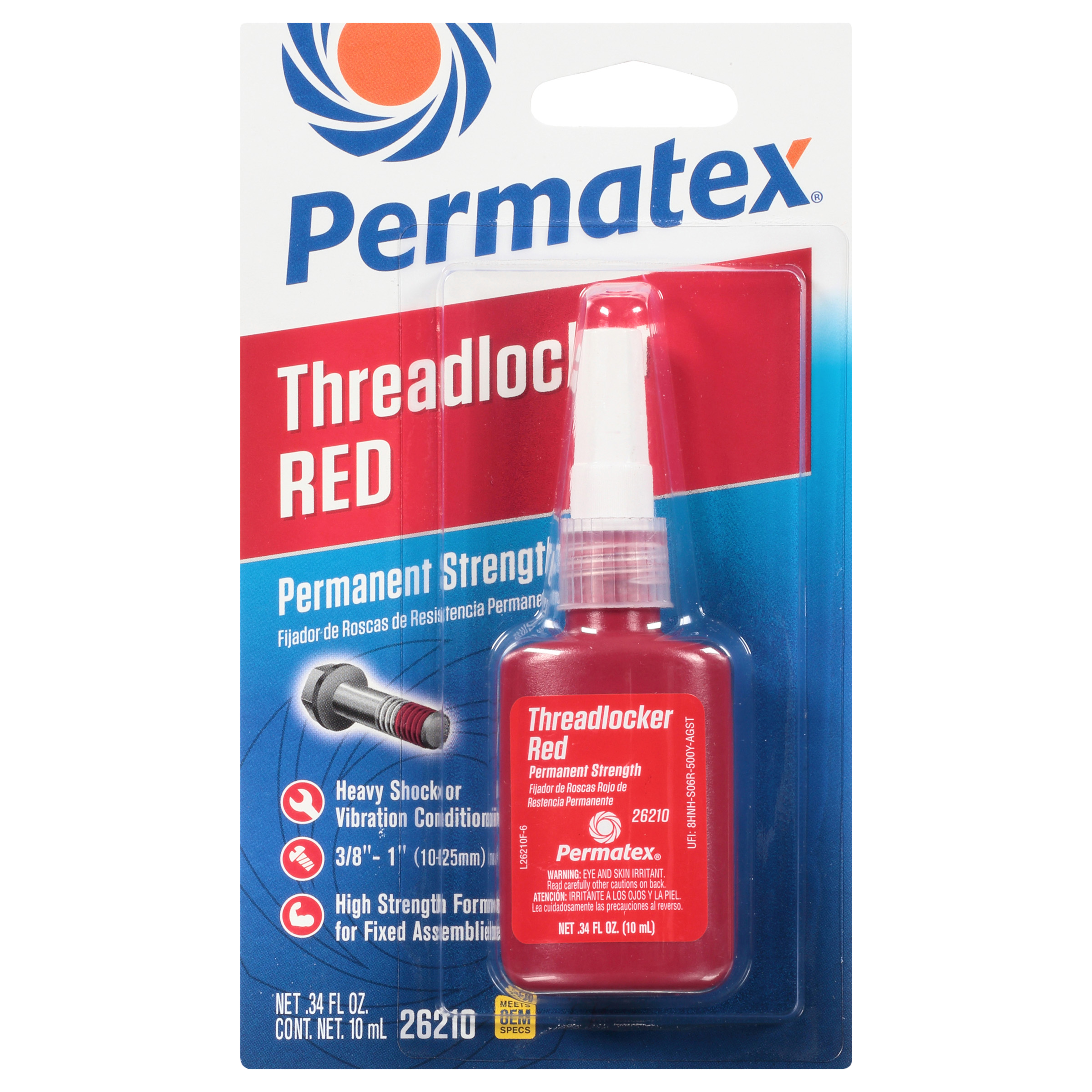 Permatex Red High Strength 262 Threadlocker - 10ml Bottle