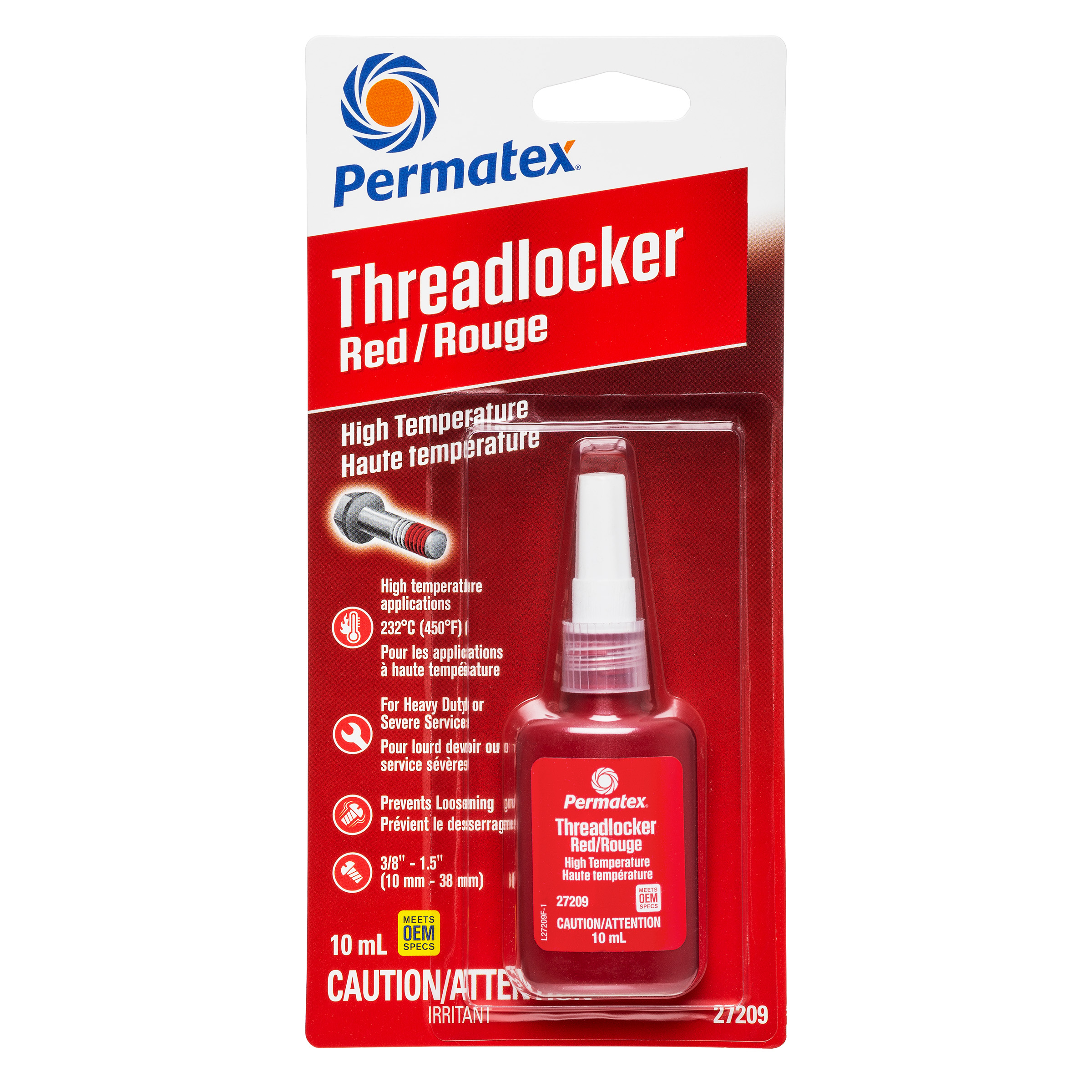 Permatex Red High Temperature 272 Threadlocker - Flacon de 10 ml