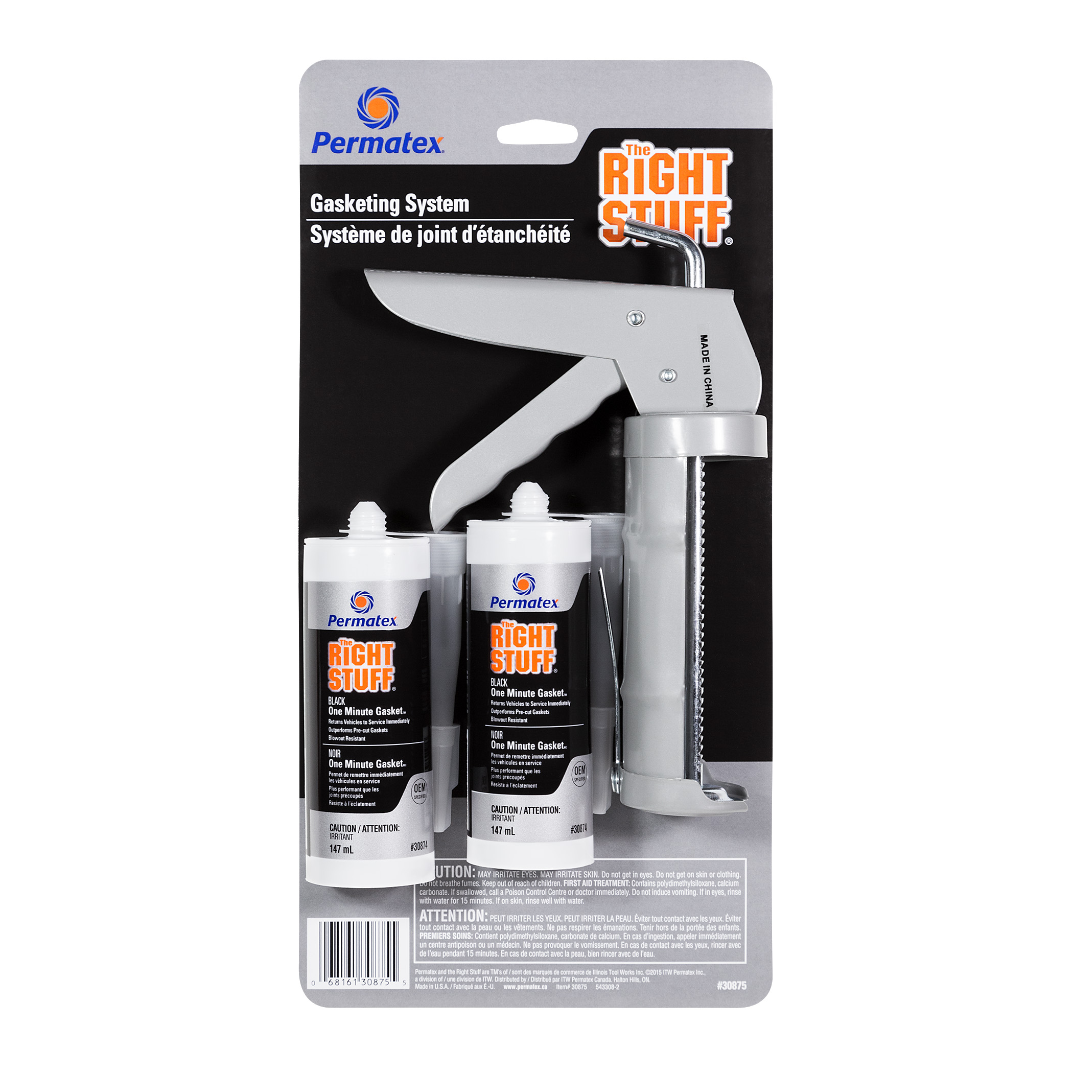 Kit de joints instantanés noirs Permatex The Right Stuff, paquet de 2, 2 cartouches de 147 ml
