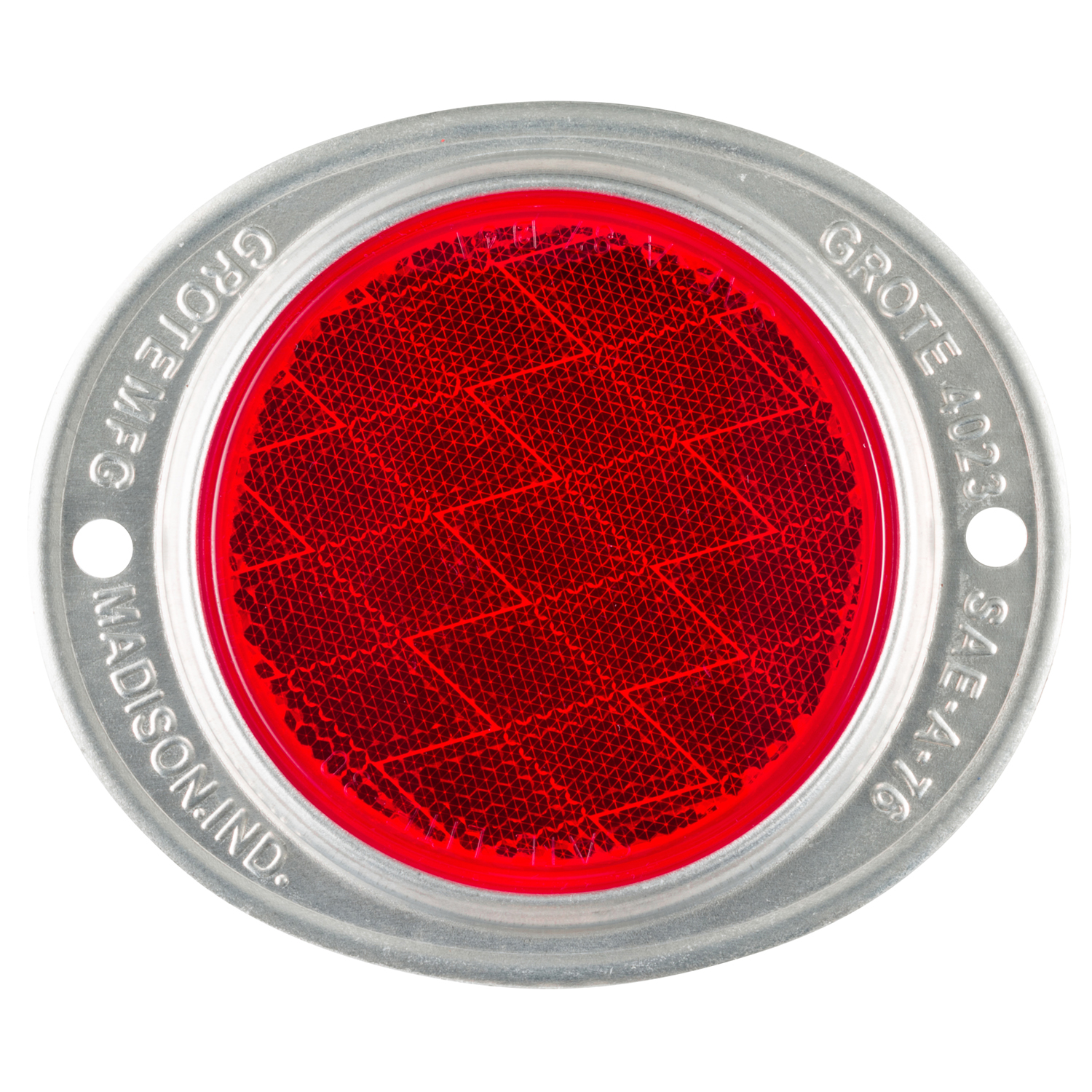 Reflector, 3", Red, Aluminum,  Lens, 2-Hole Mounting