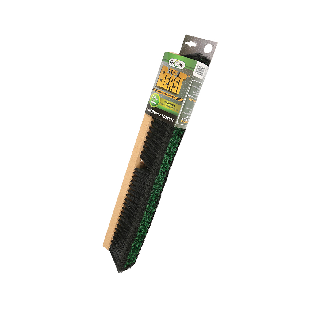 Heavy-Duty Beast™ Commercial Push Broom Heads - 24"L Head/ Medium Bristles / Black/ Green