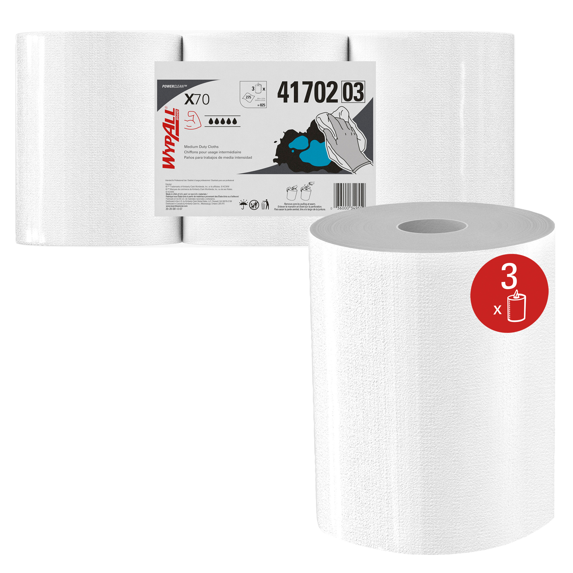 Chiffons réutilisables à usage prolongé WypAll® X70