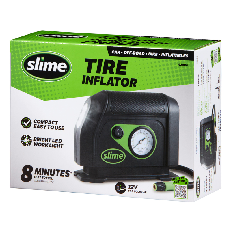 Slime® 12v Tire Inflator With Led Light - 8 Minute Inflation Time