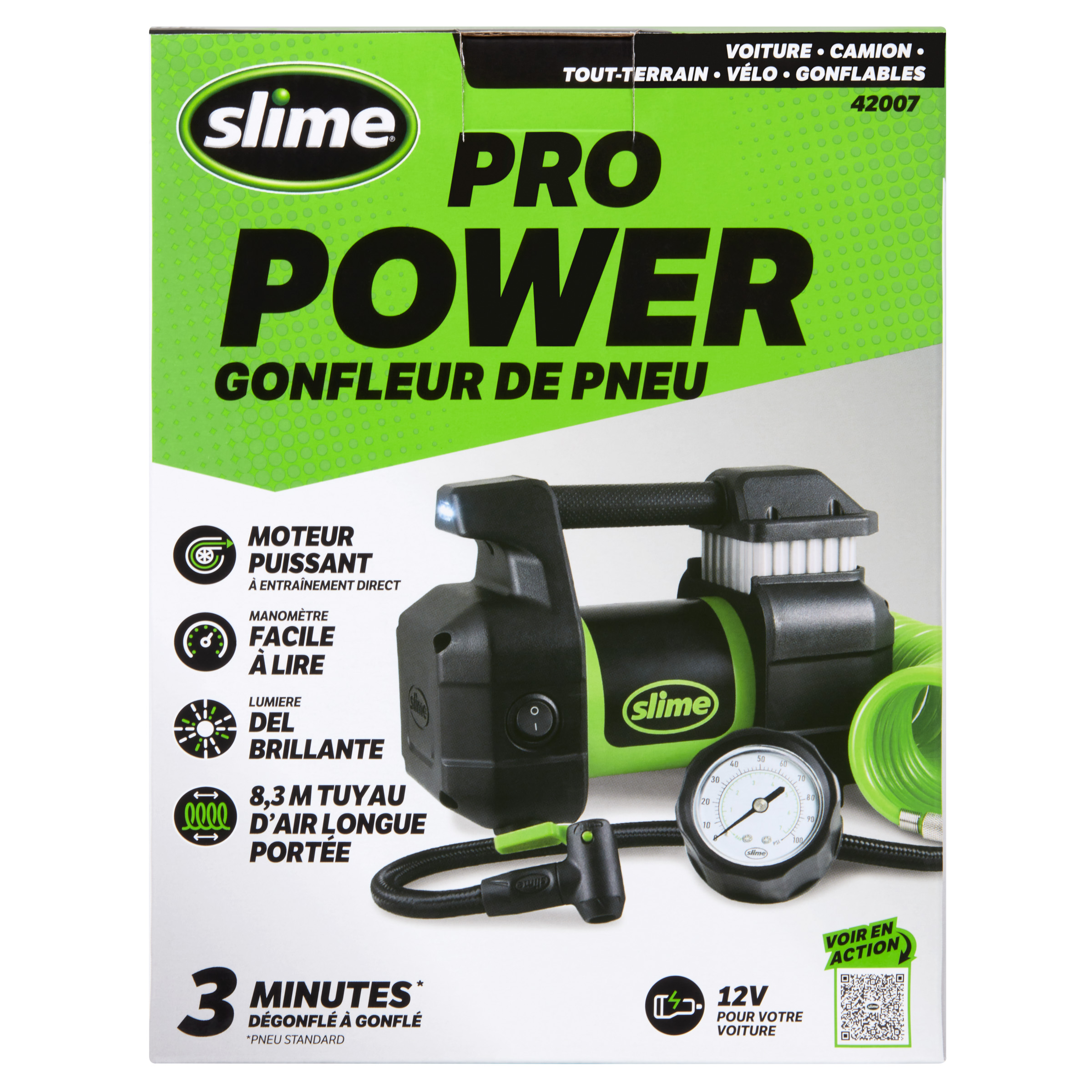 Slime® 12 V Heavy Duty Tire Inflator - 3 Minute Standard Size Tire Inflation Time