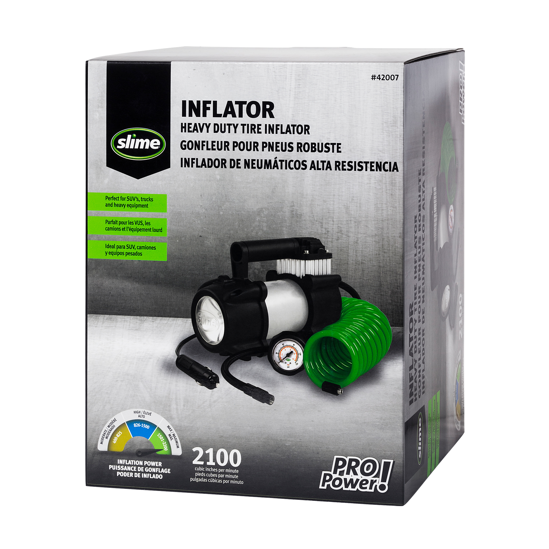 Slime® 12 V Heavy Duty Tire Inflator - 3 Minute Standard Size Tire Inflation Time