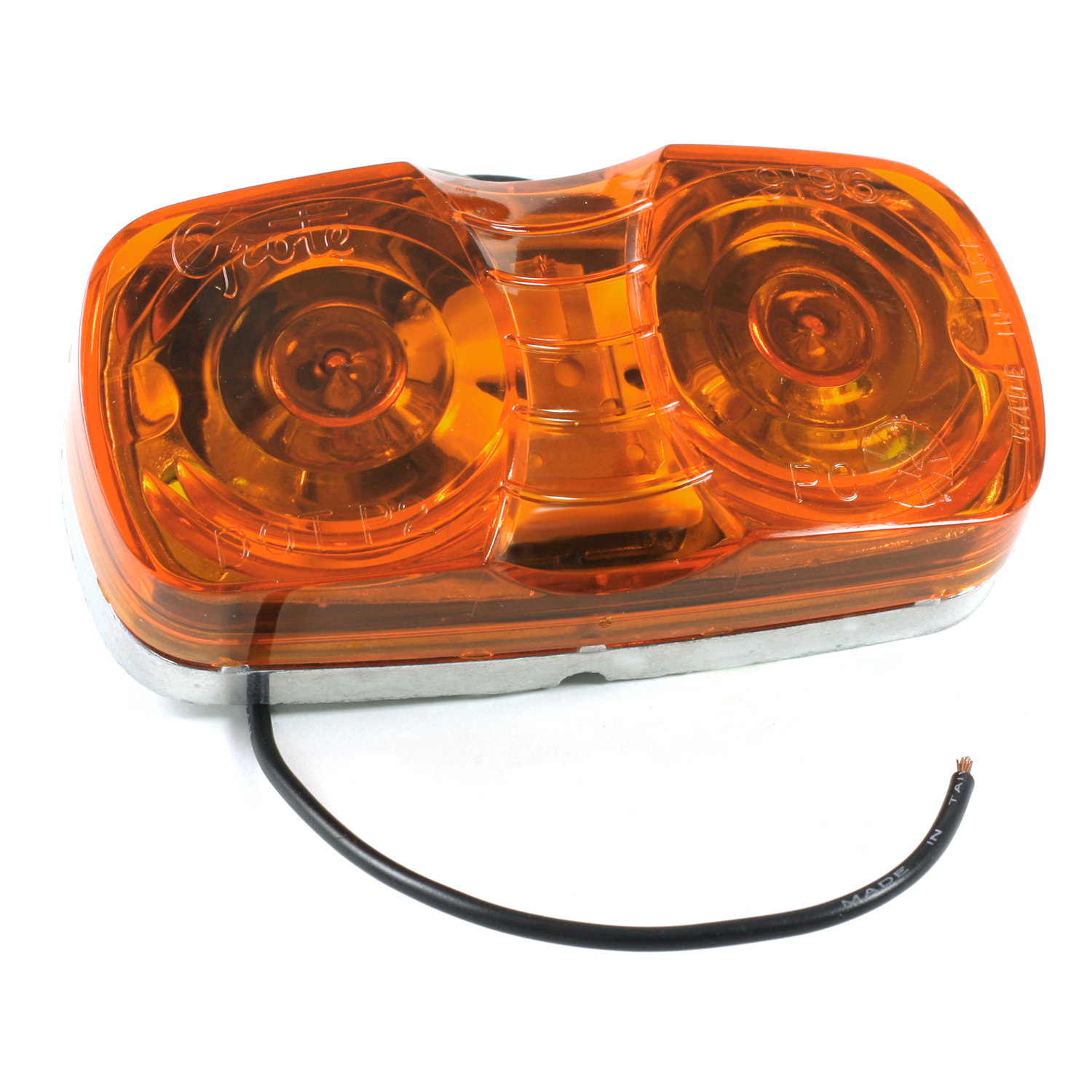 Clearance Marker Lights, Yellow, Die-Cast 2-Bulb, Square Corner