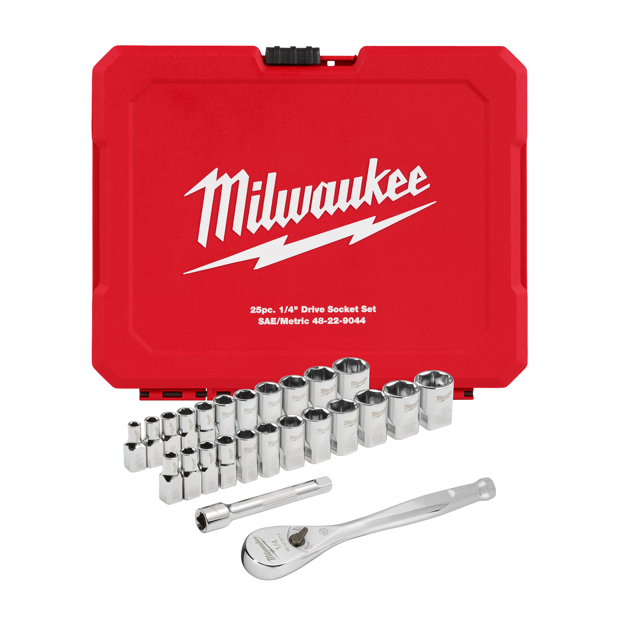 25pc 1/4" Drive Metric & SAE Ratchet and Socket Set with FOUR FLAT™ SIDES