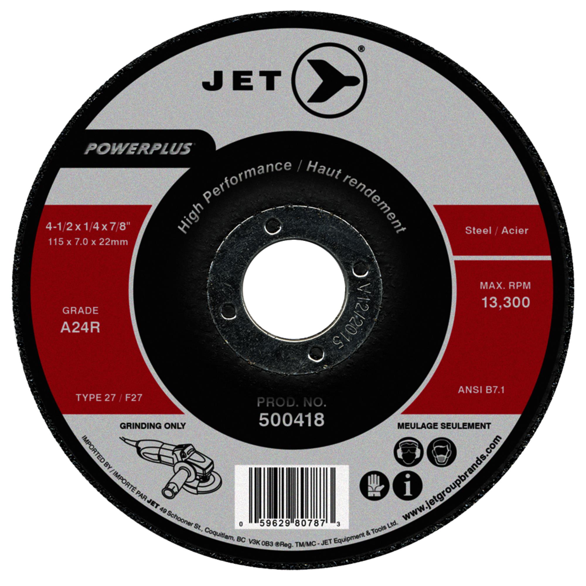 4-1/2 x 1/4 x 7/8 A24R POWERPLUS T27 Grinding Wheel