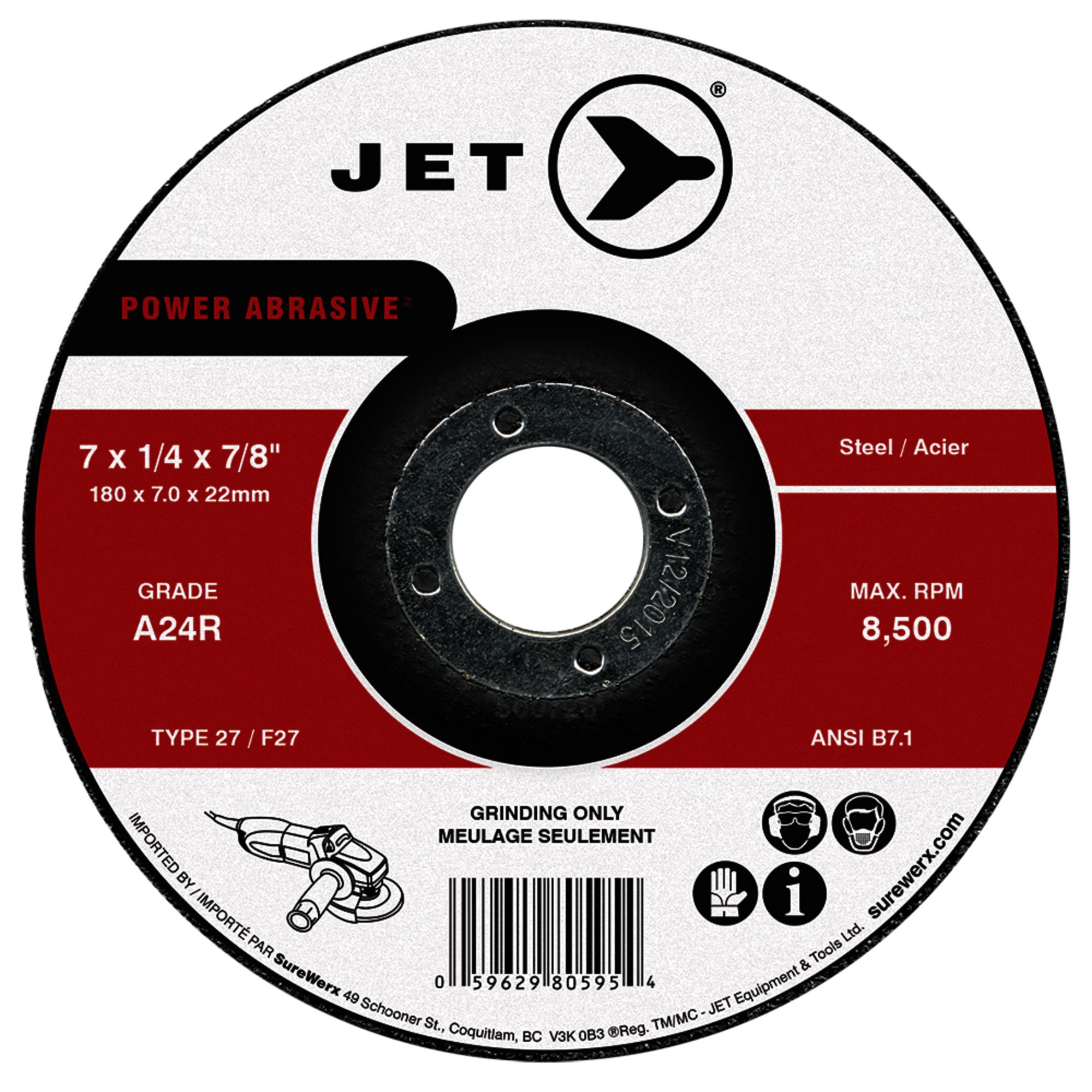 7 x 1/4 x 7/8 A24R POWER ABRASIVE T27 Grinding Wheel