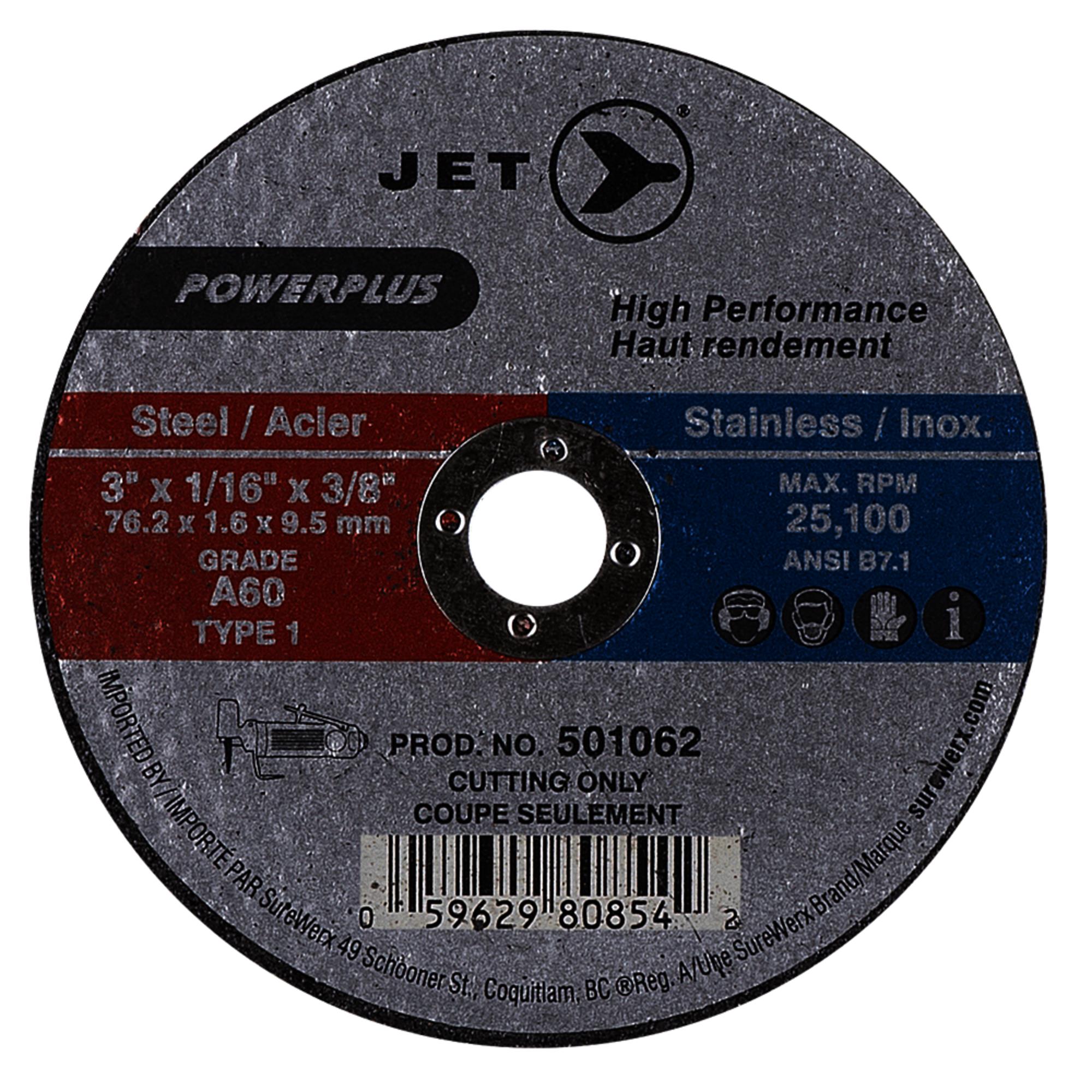 Meule à tronçonner Powerplus T1, 3 x 1/16 x 3/8 po - A60