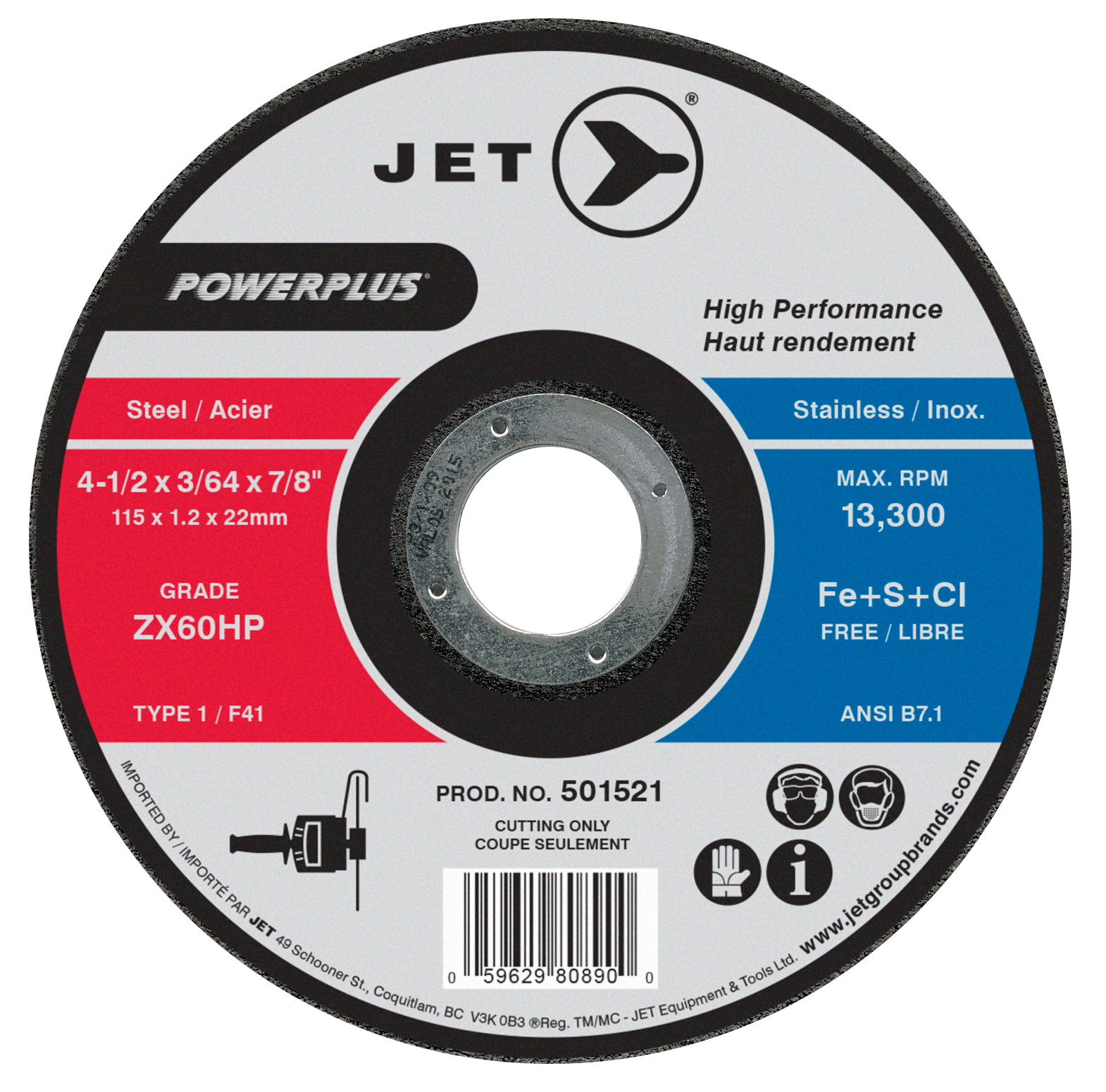 4-1/2 X 3/64 X 7/8 T1 ZX60HP Powerplus Iii C/O Wheel