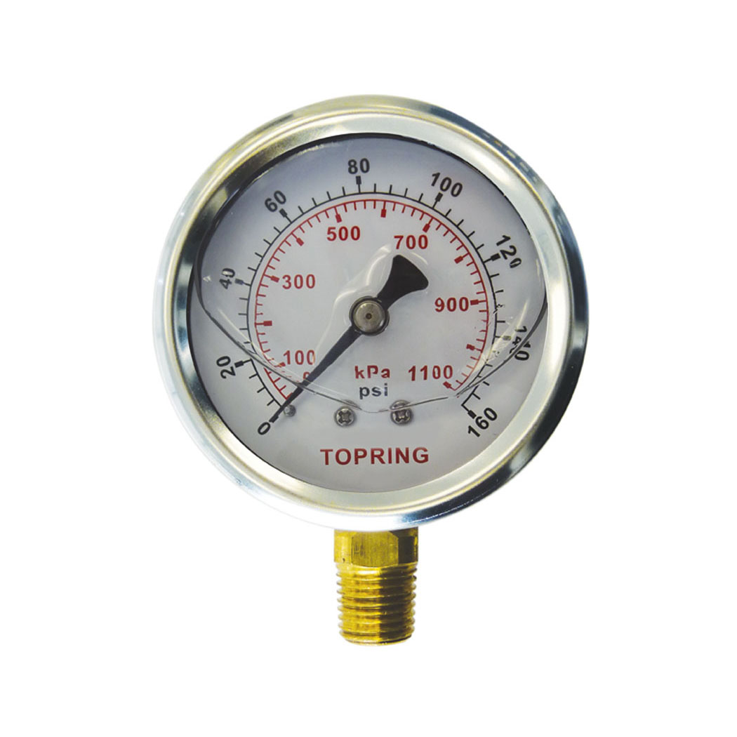 2-1/2 In. Stainless Steel Liquid Filled Pressure Gauge with Glycerin 0 to 160 PSI