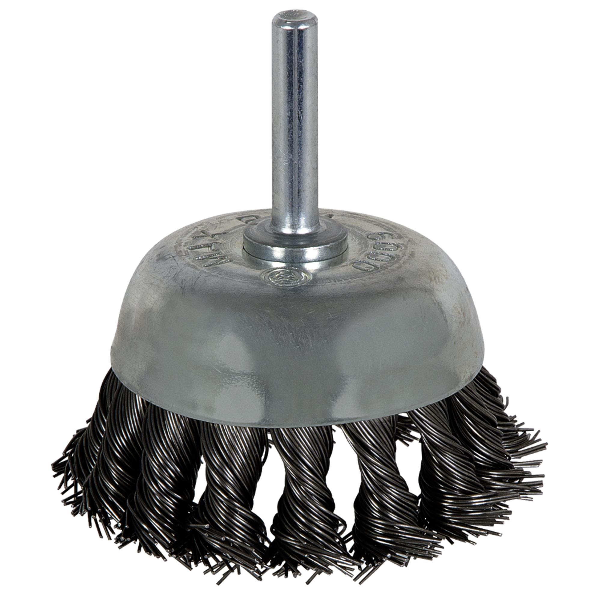 Brosse à coupelle torsadée à nœud montée sur manche, 2 3/8 x 1/4 po