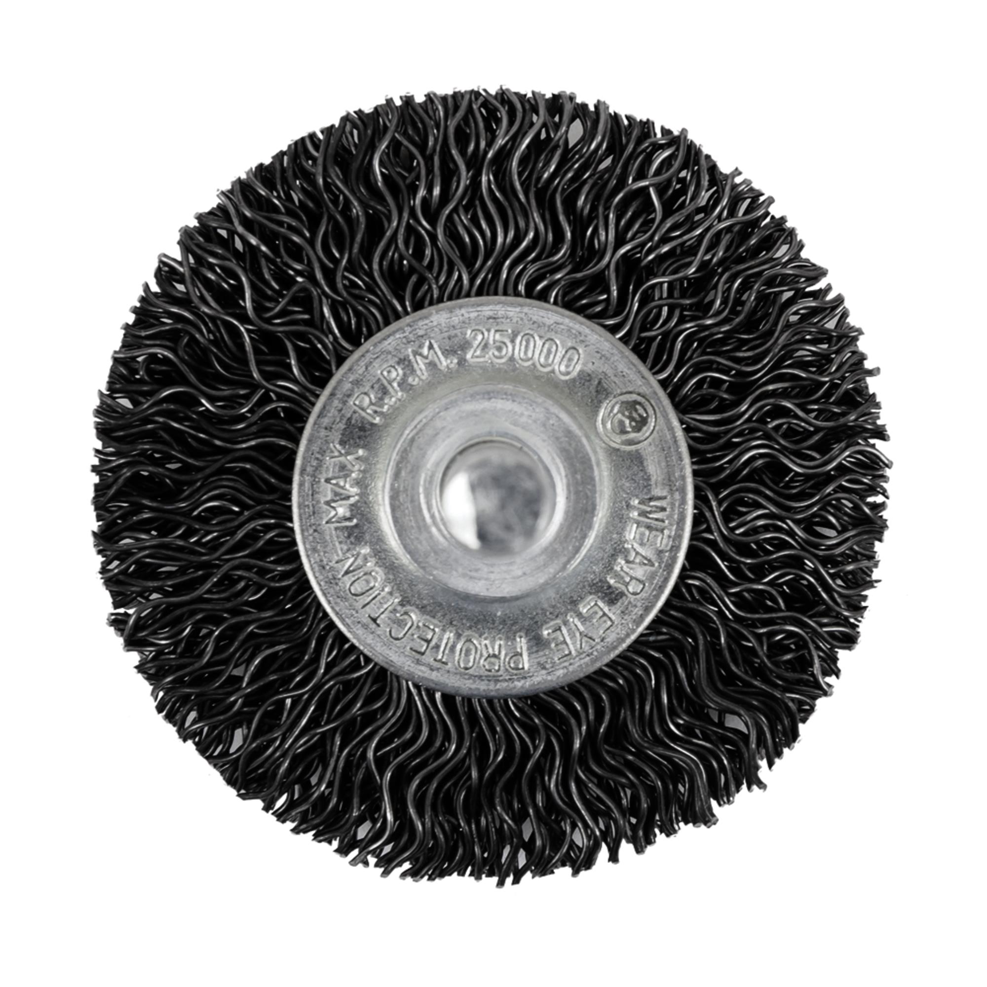Brosse radiale sertie montée sur arbre, 2 po x 1/4 po
