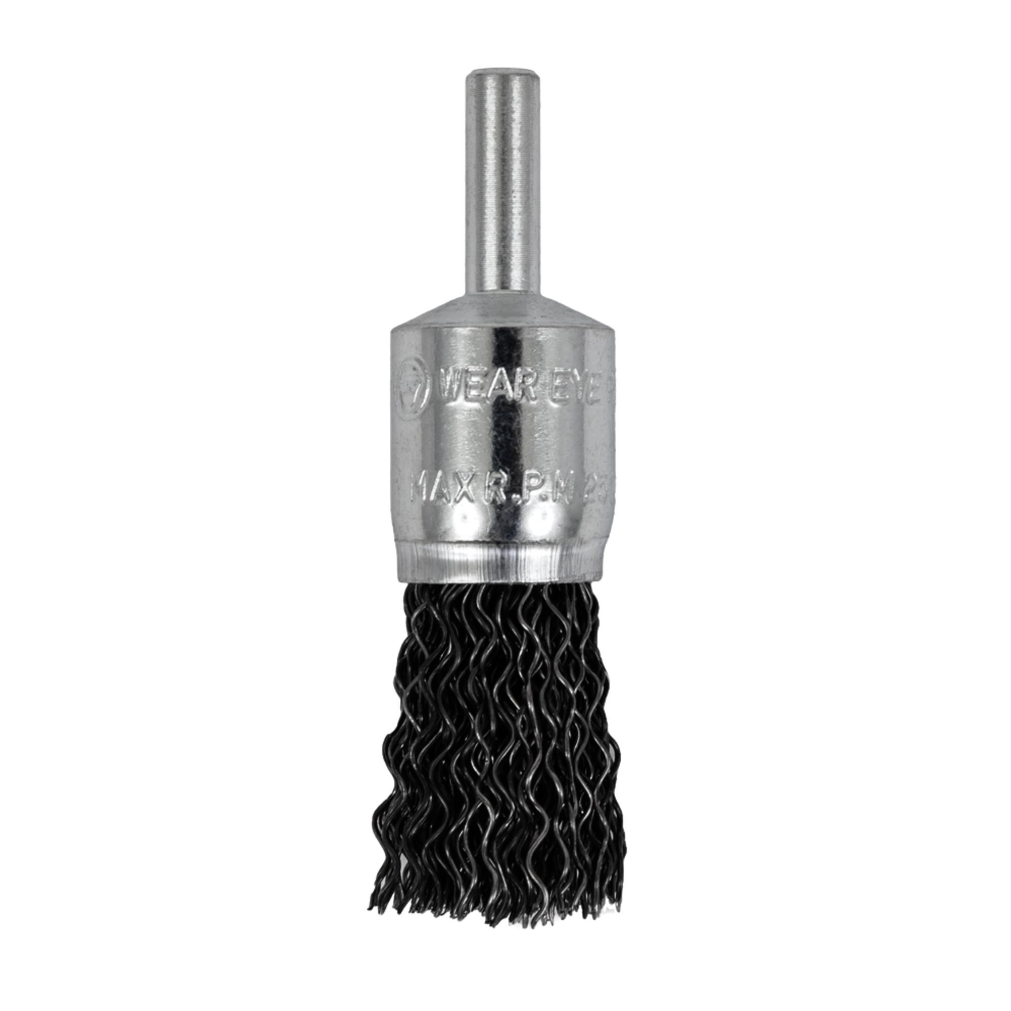 Brosse à extrémité sertie montée sur tige, 1/2 x 1/4 po