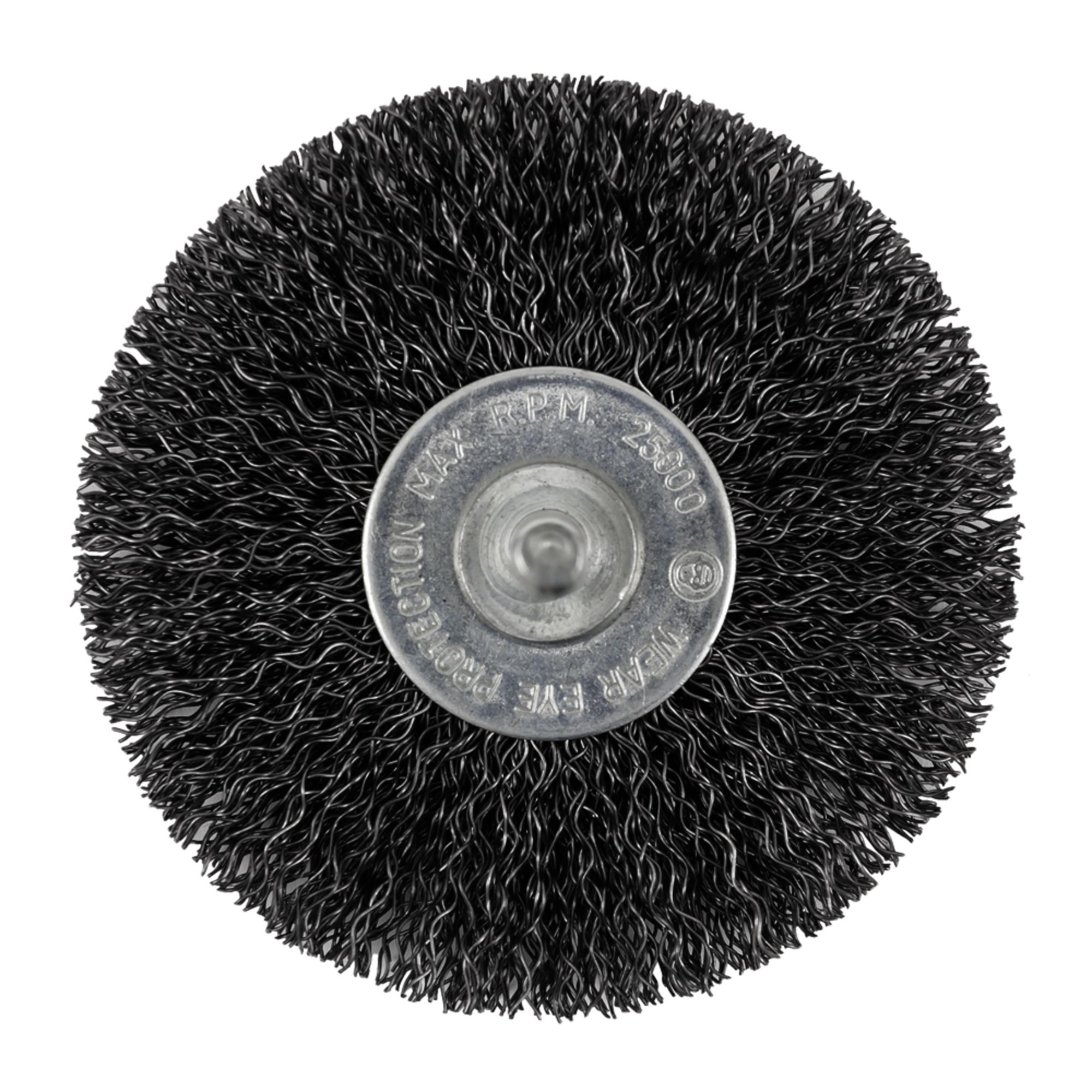 Brosse radiale sertie montée sur arbre, 3 x 1/4 po