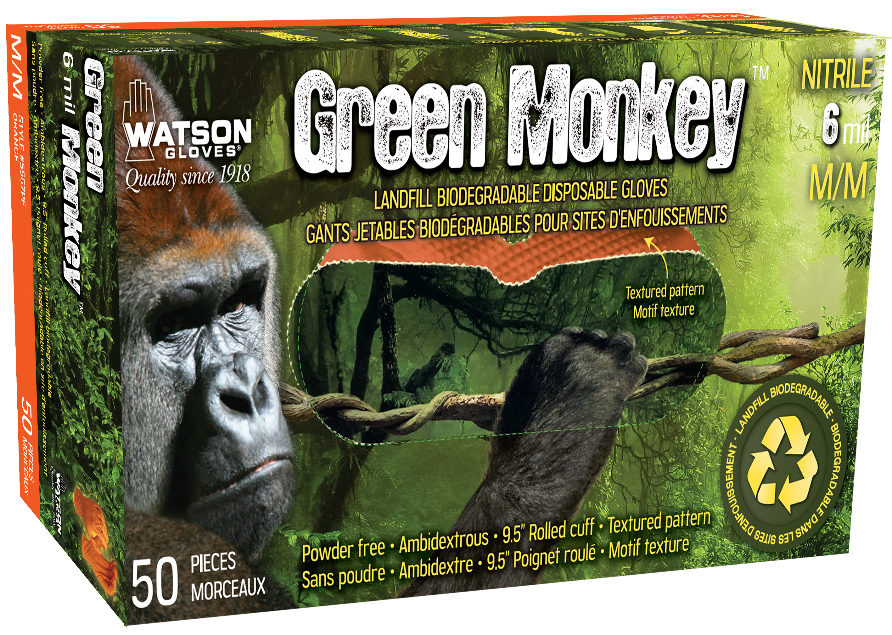 Green Monkey 6 mil Textured Nitrile Disposable Gloves - M