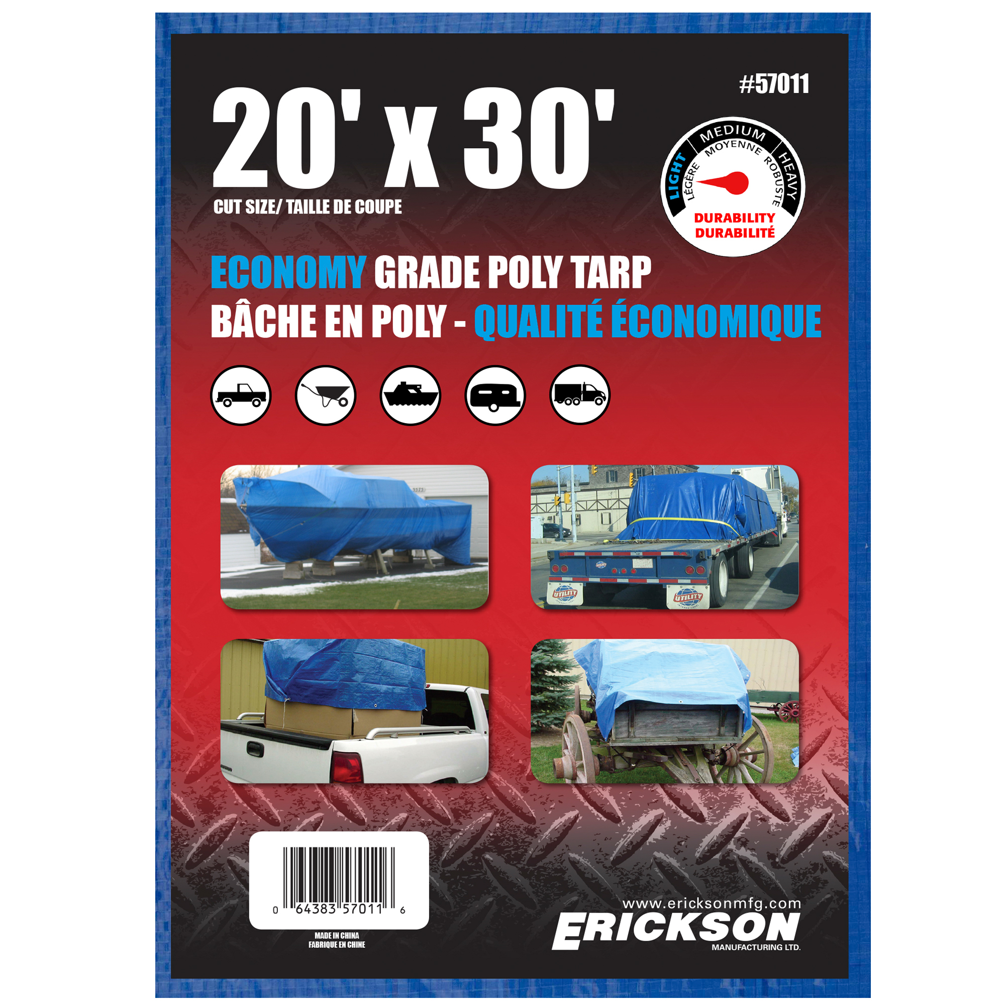 BÂCHE BLEUE DE 20 PI X 30 PI