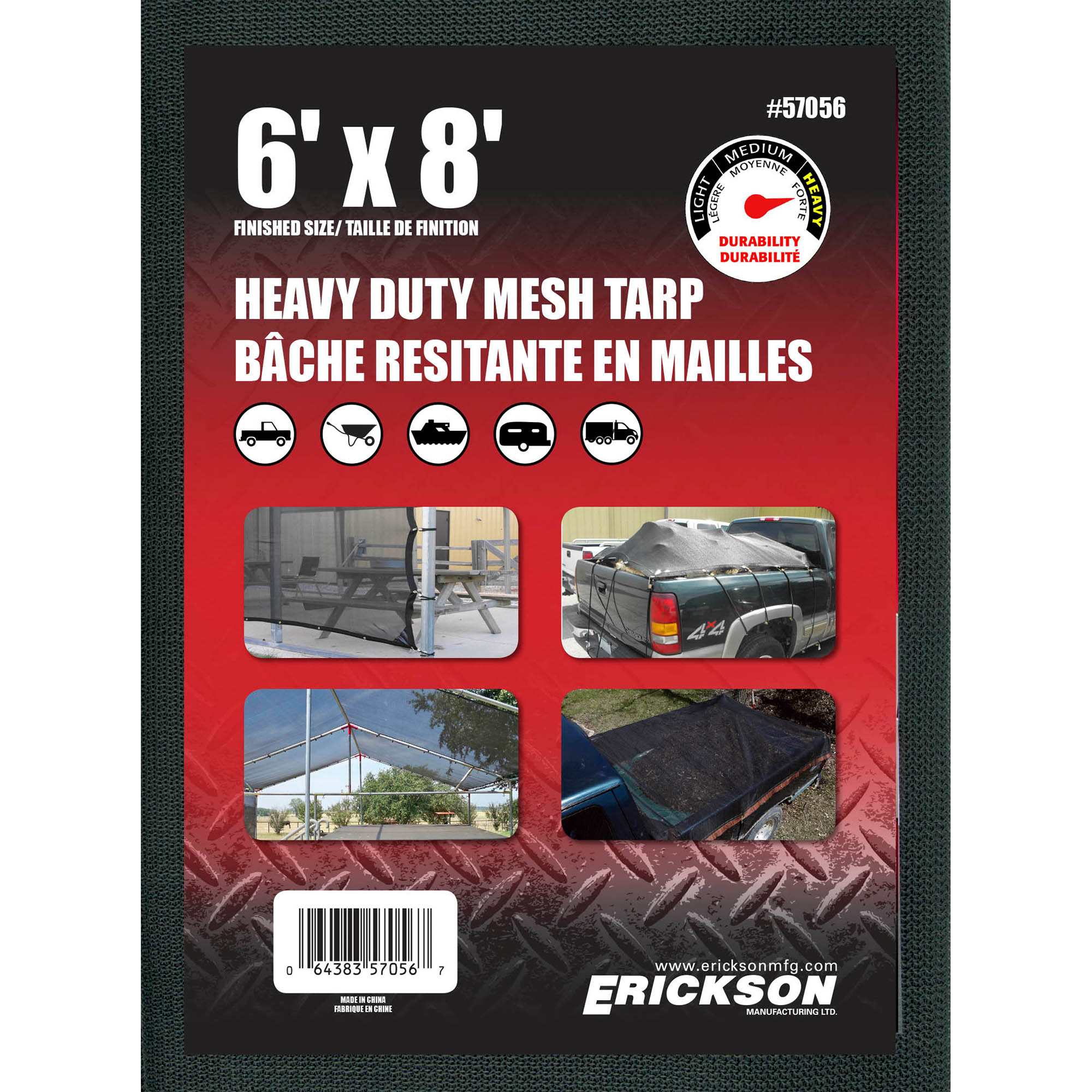 BÂCHE EN MAILLE NOIRE 6X8HD AVEC COUVERCLE