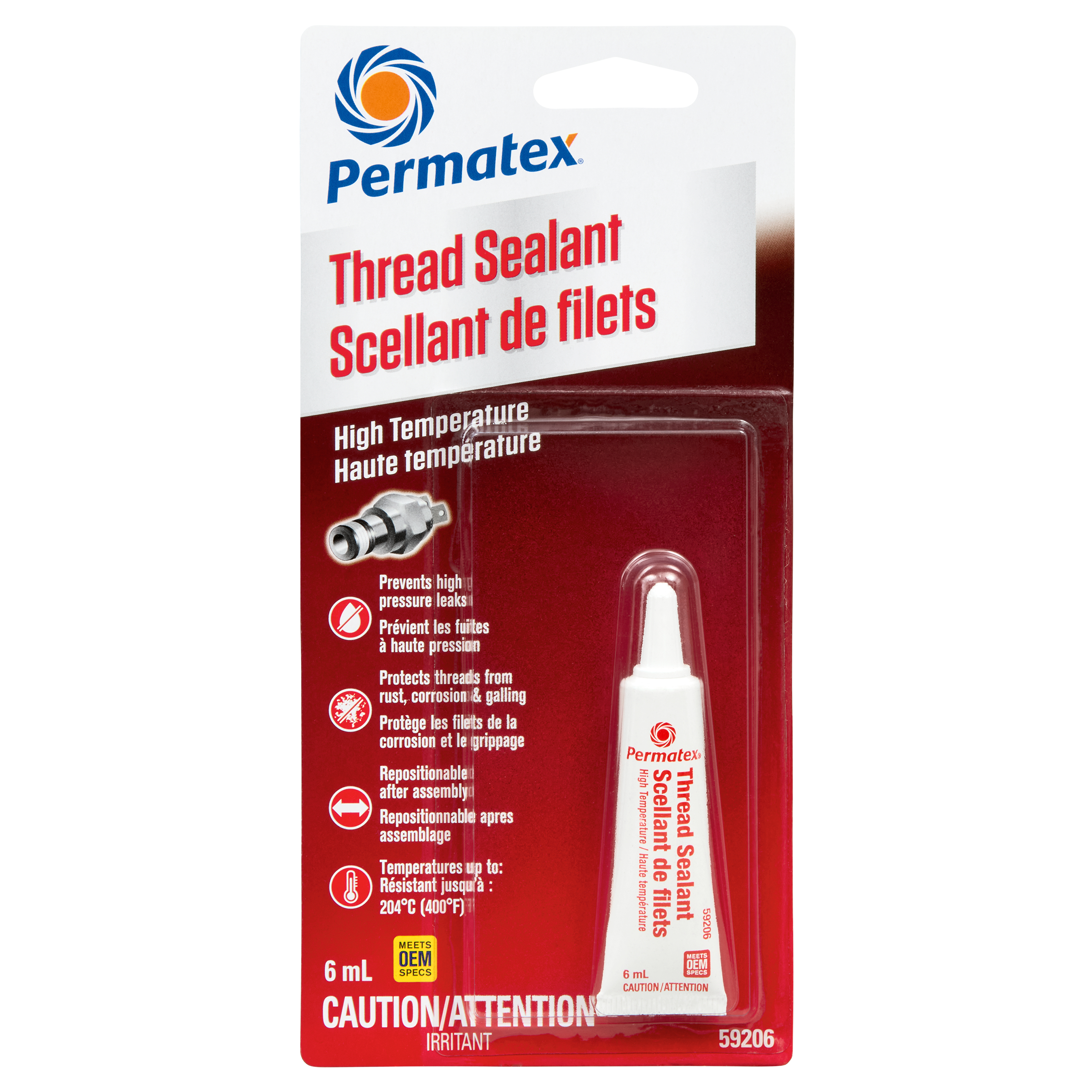 Scellant pour fils Permatex 592 à haute température, tube de 6 ml