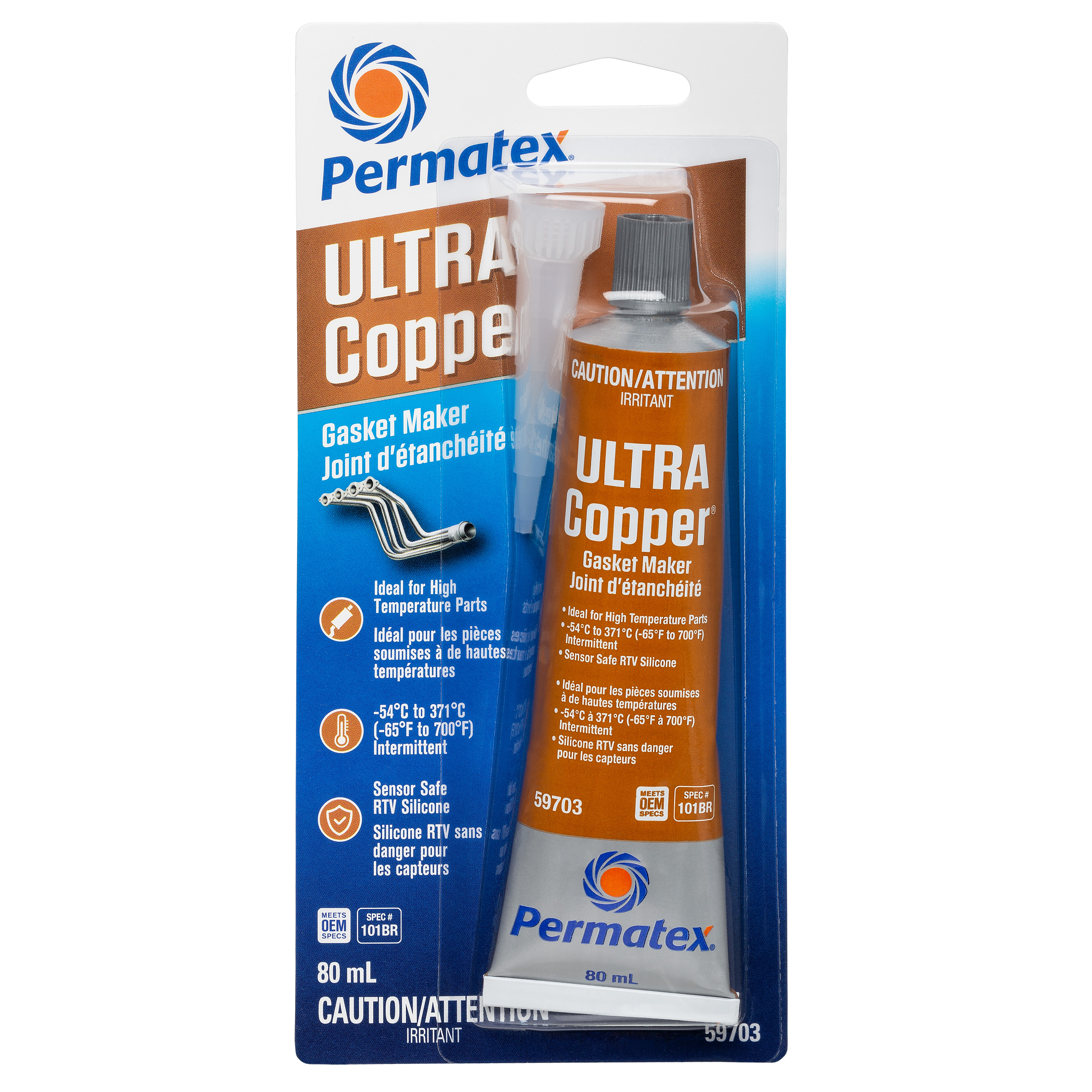 Permatex Ultra Copper High Temperature Gasket Maker 101BR, 80mL Tube