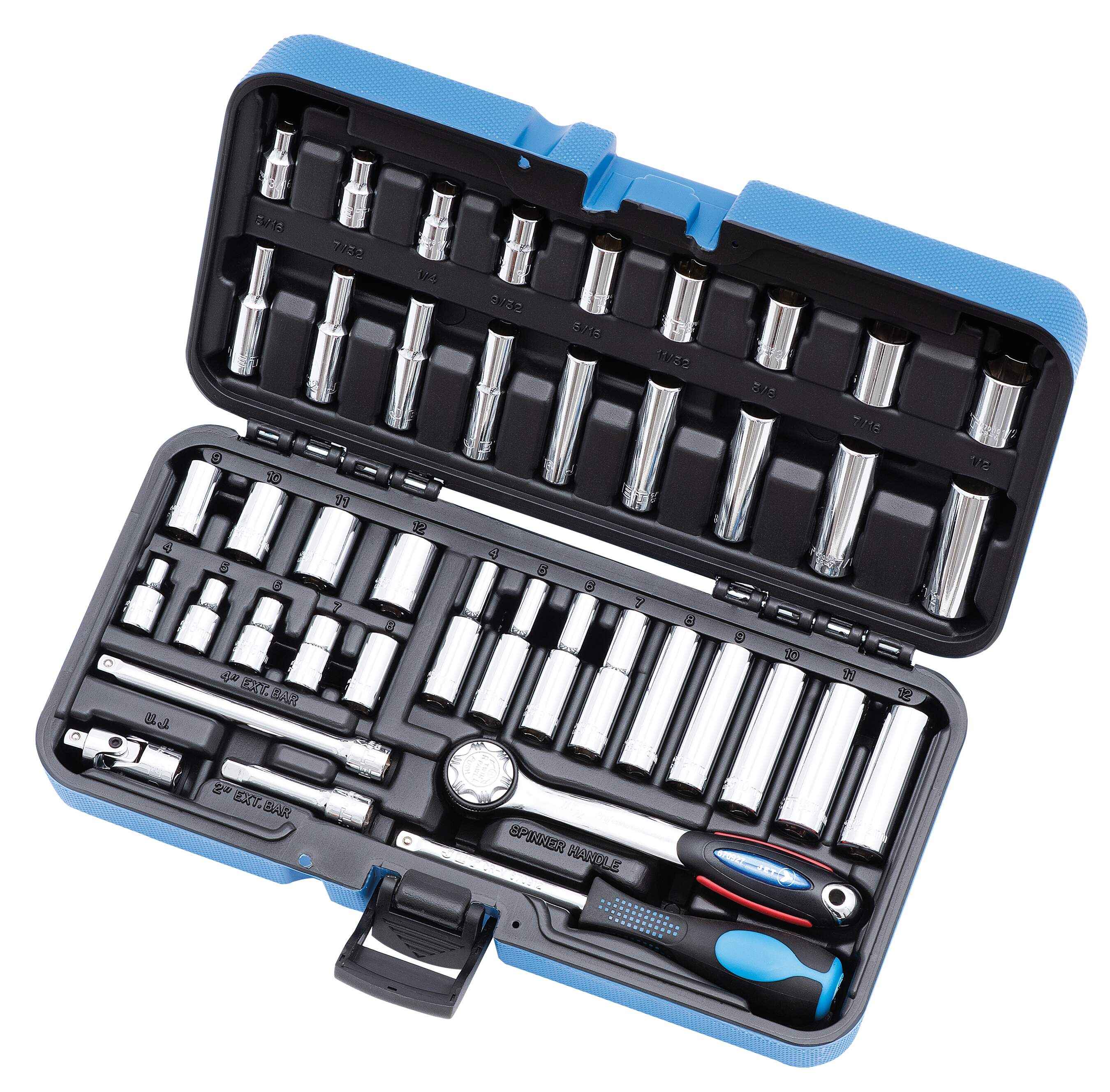 42 PC 1/4" DR SAE/Metric Socket Wrench Set - 6 Point