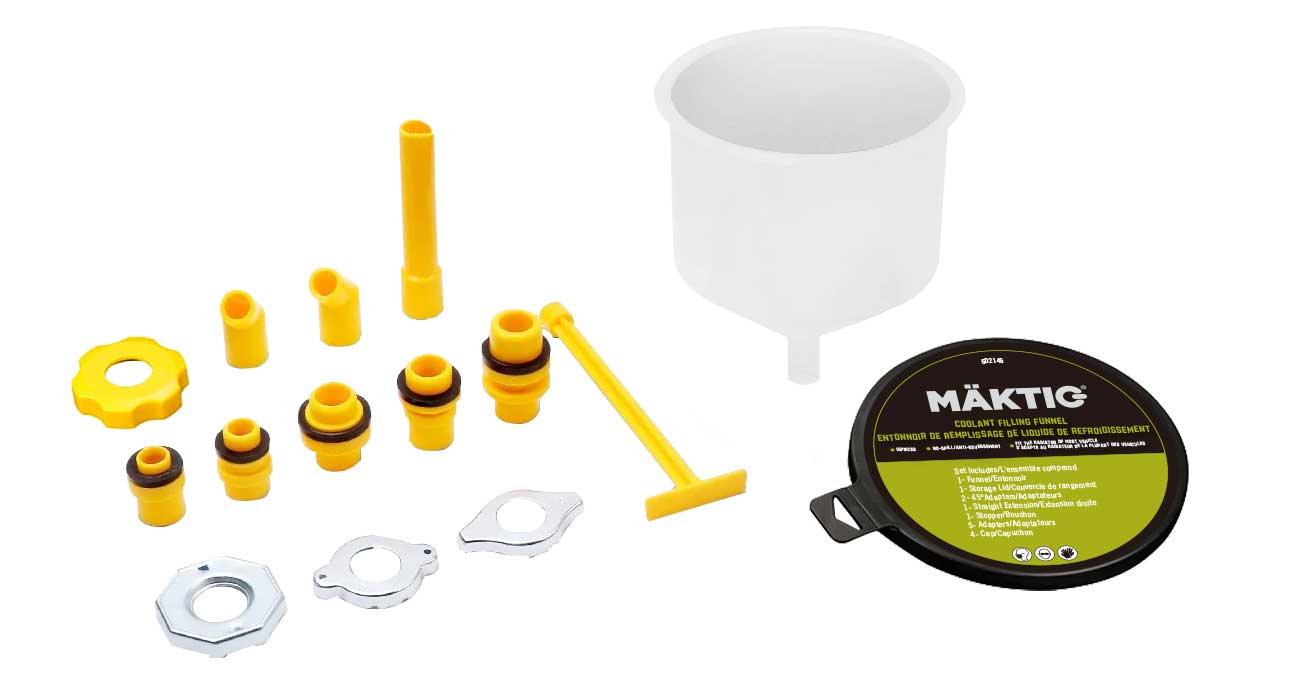 Spill-Proof Radiator Coolant Funnel Kit, 15-Piece