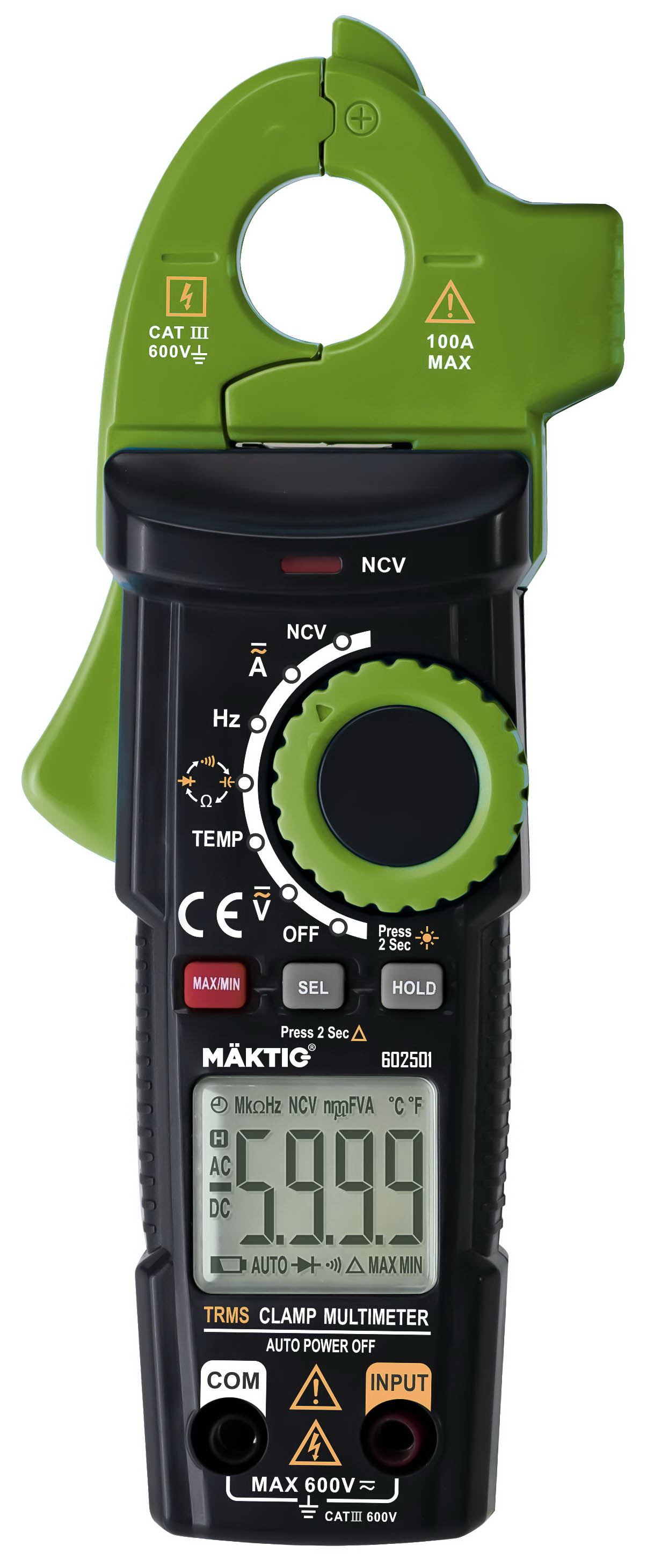 Digital Clamp Meter, CAT III 600V
