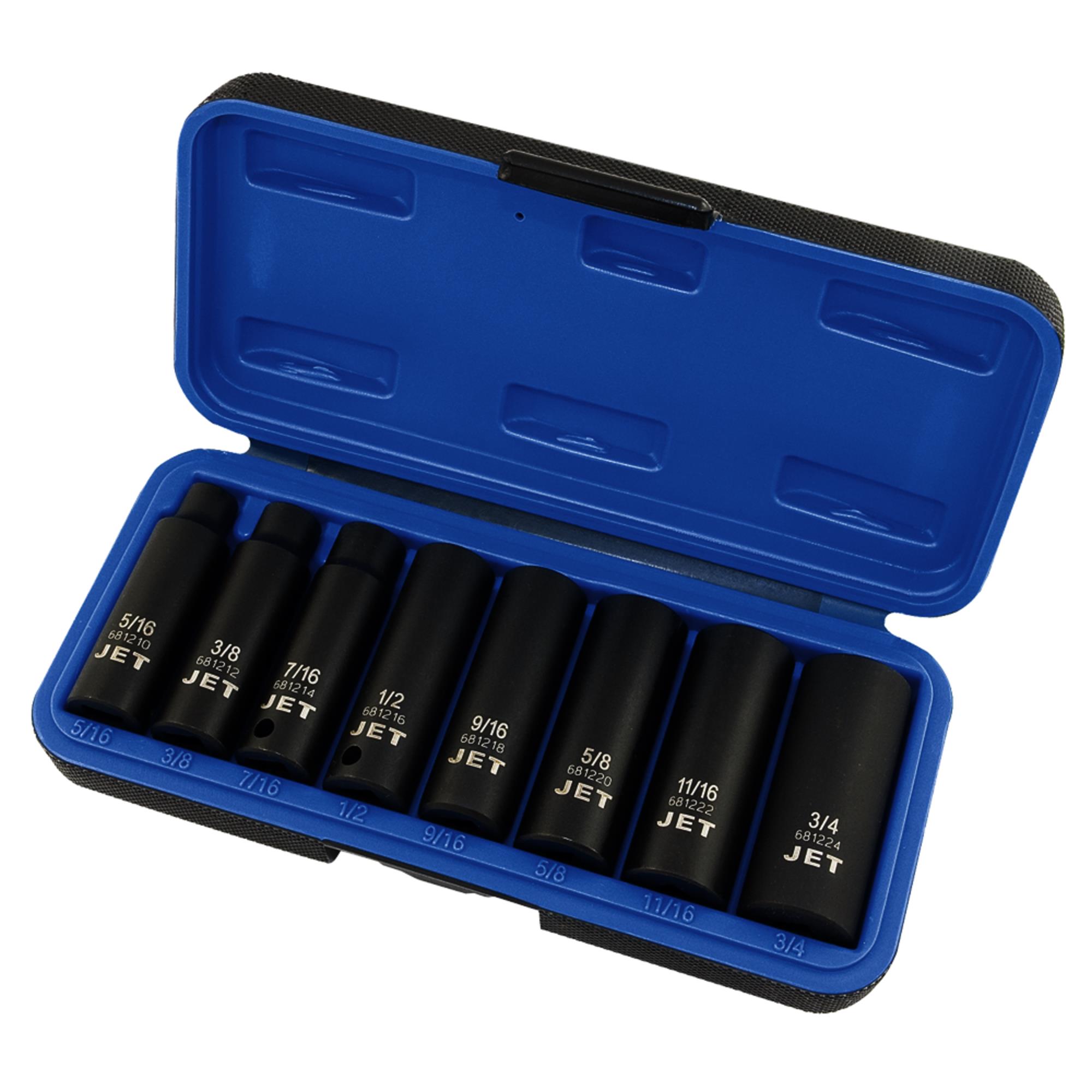 8 PC 3/8" DR Deep SAE Impact Socket Set - 6 Point