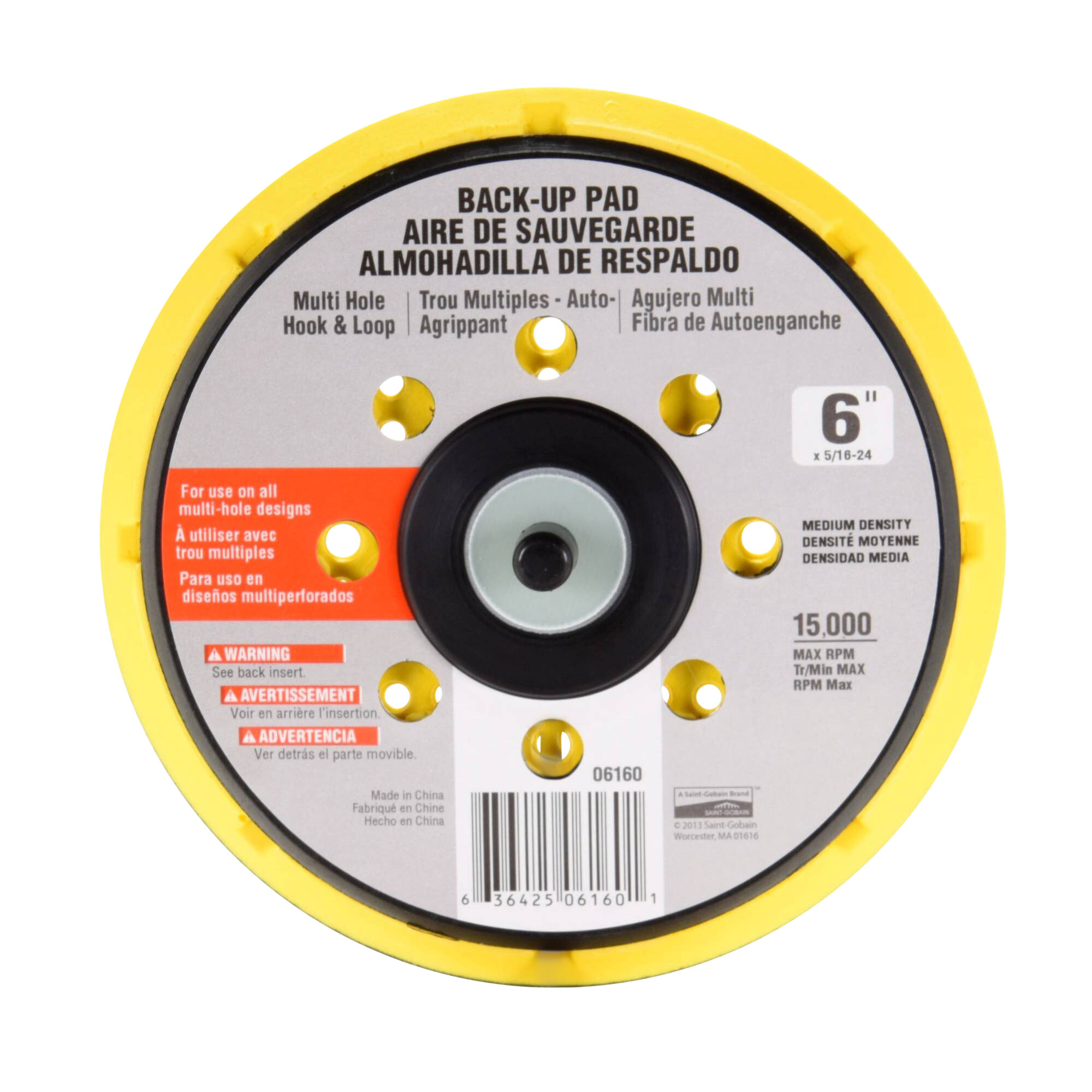 6 x 5/16 - 24 pouces Tampon de sauvegarde standard multi-trous Multi-Air M-Den pour disques maillés