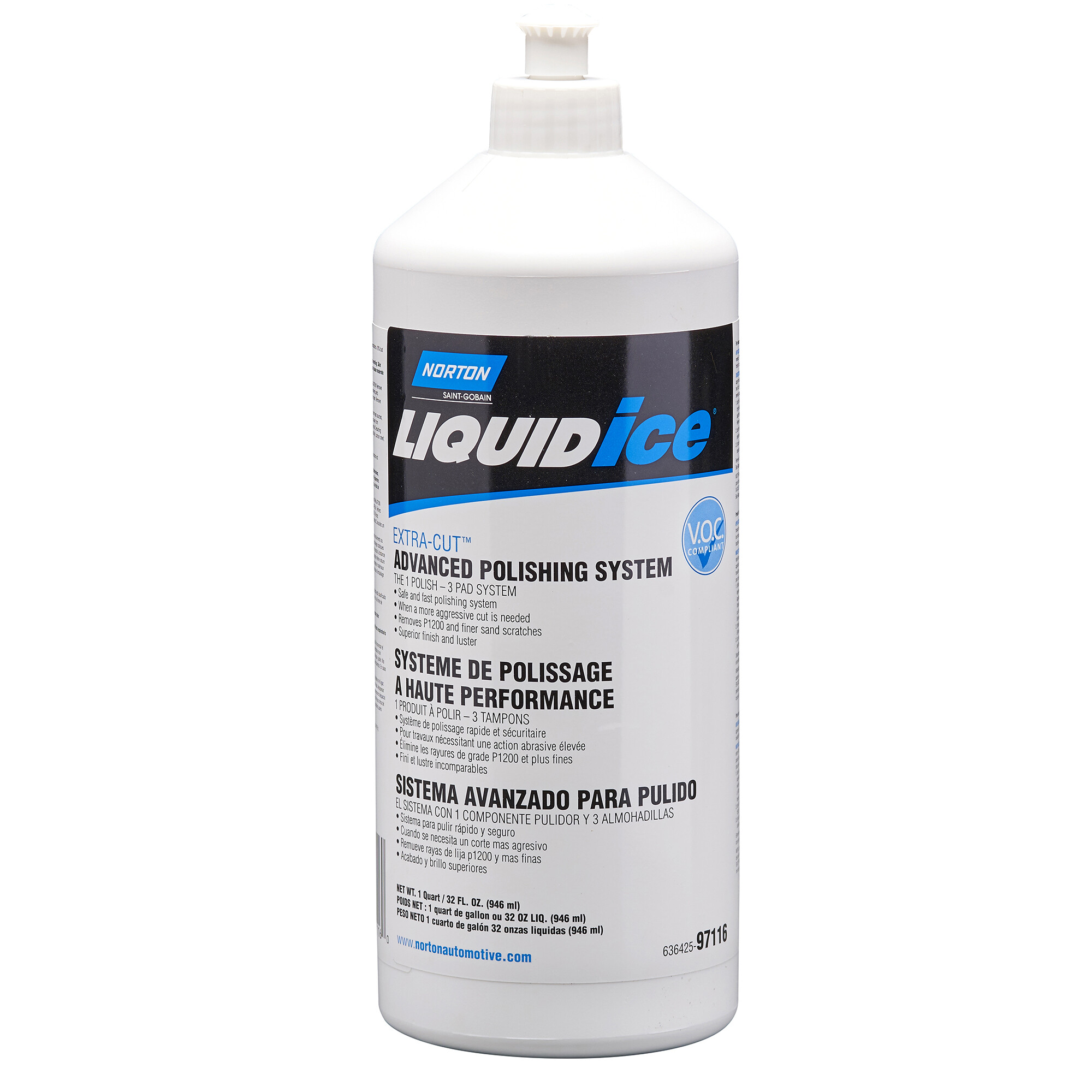 1 Qt. Plastic Bottle Norton Liquid Ice Extra-Cut Defect Removal Compound