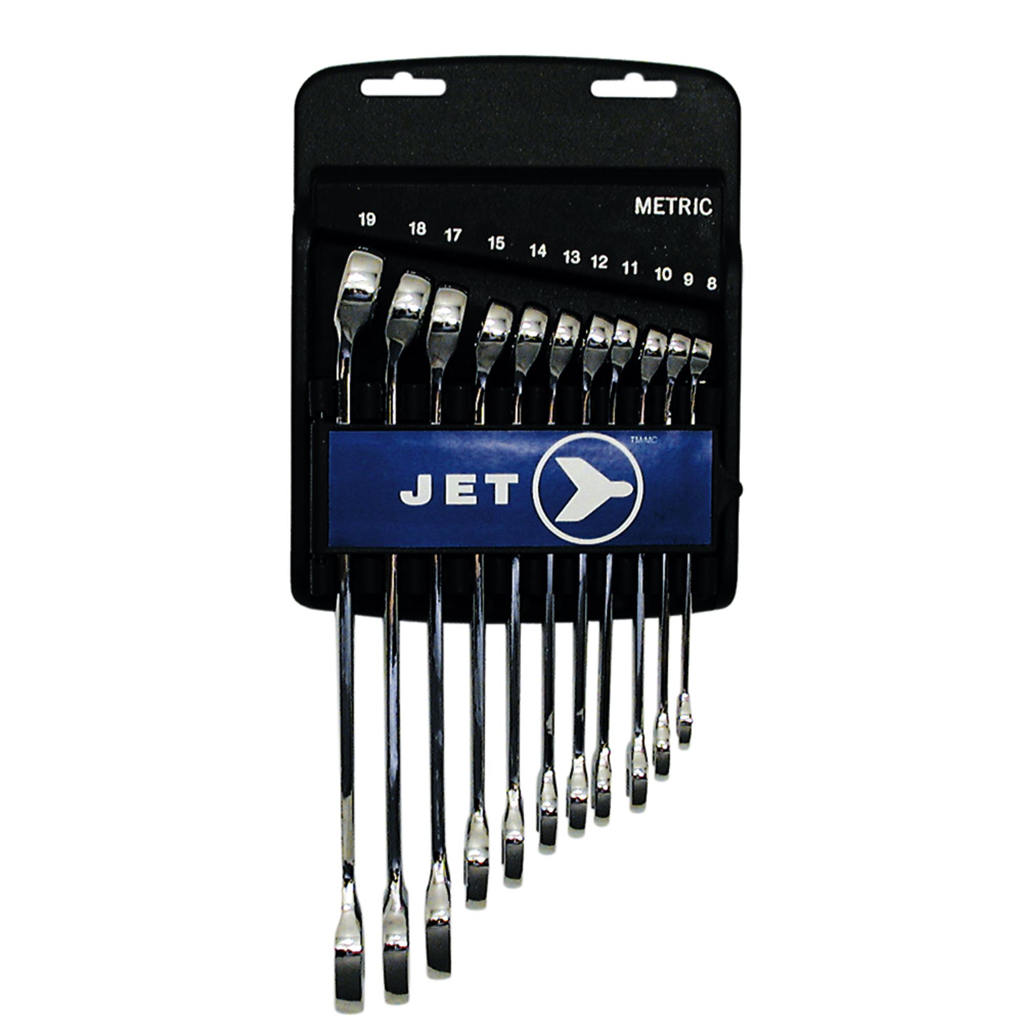 Ensemble de clés mixtes métriques longues entièrement polies, 11 pièces