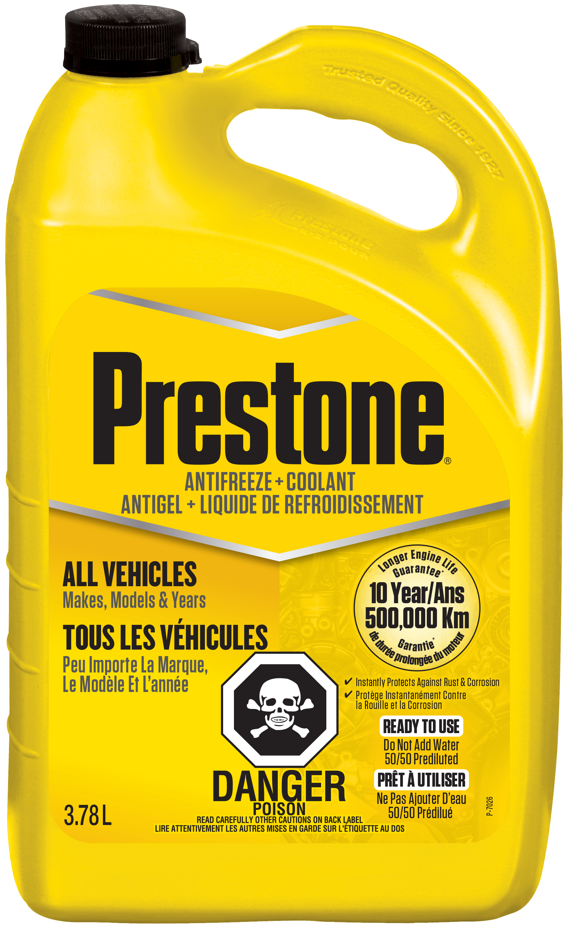 LIQUIDE DE REFROIDISSEMENT ANTIGEL JAUNE PRÊT À L'EMPLOI, TOUS DE 3,78 L