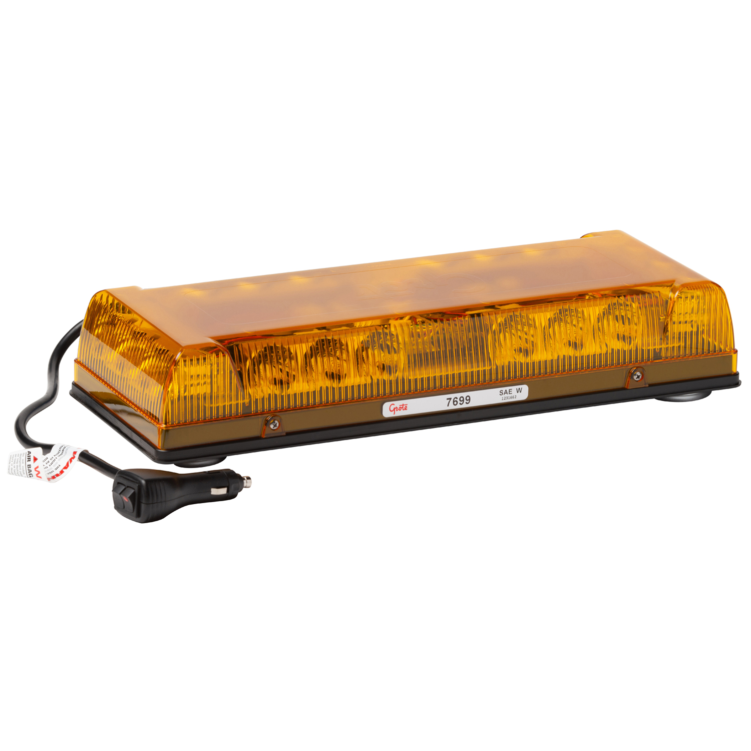 Emergency Lighting, Yellow, LED, 17" Low Profile Bar Lamp, Magnetic Mount
