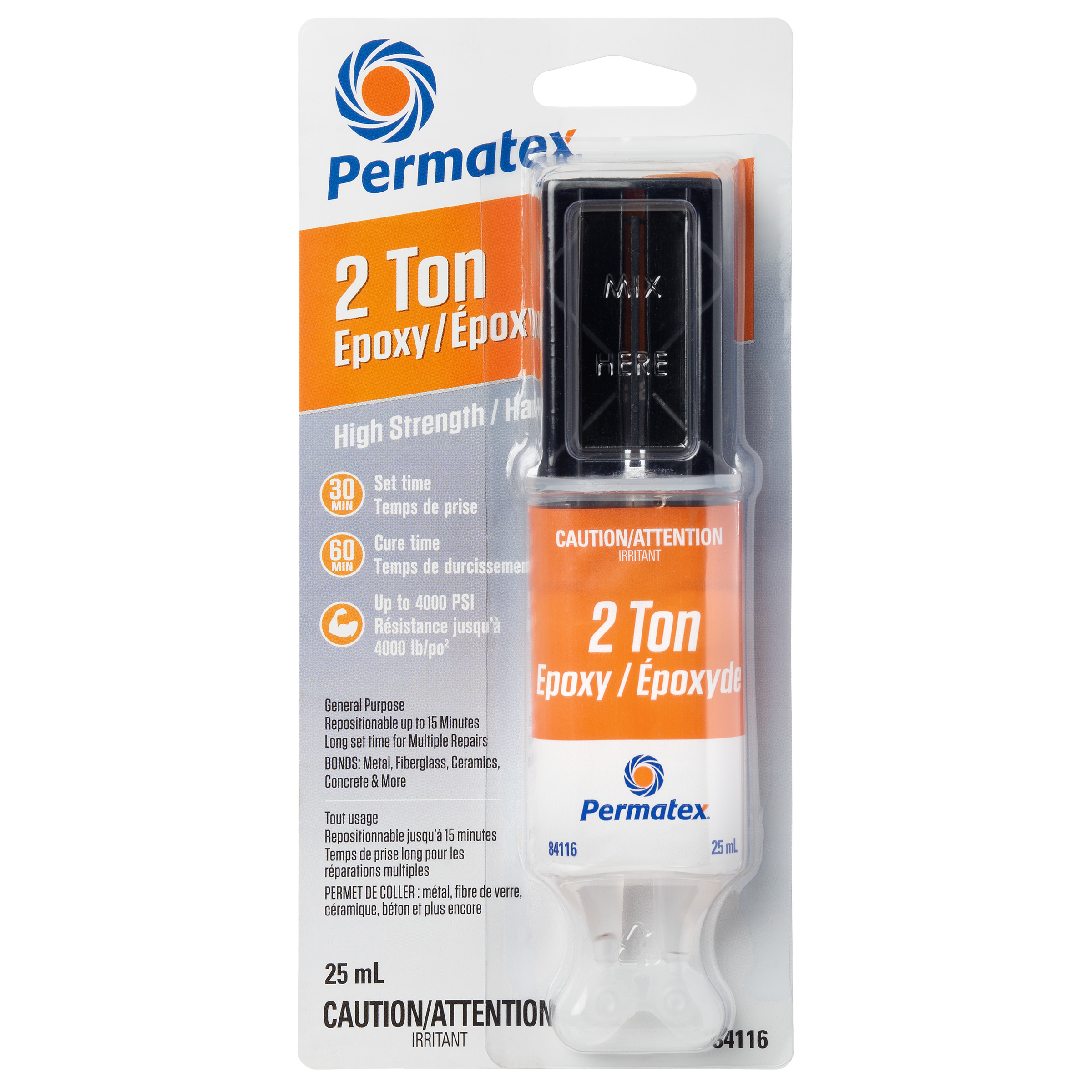 Époxy Permatex 2 tonnes - Seringue de 25 ml