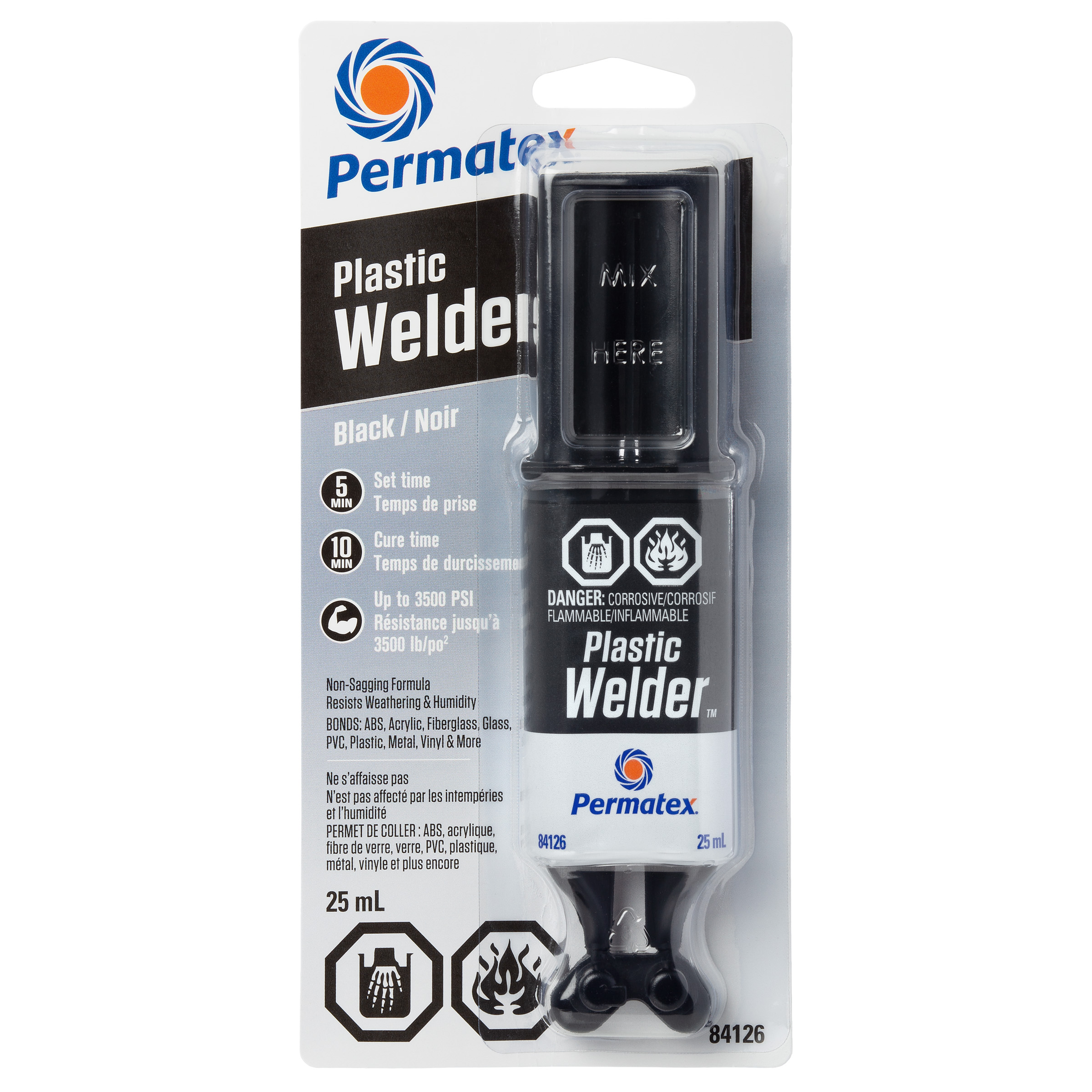 Permatex Plastic Welder Black Adhesive - 25ml Syringe