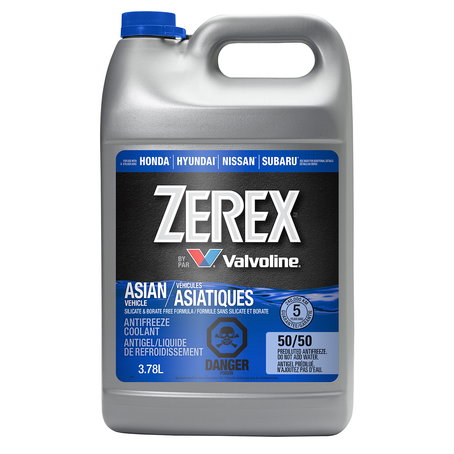 Antigel/liquide de refroidissement pour véhicules asiatiques Zerex™, bleu, prêt à l'emploi, 3,78 L