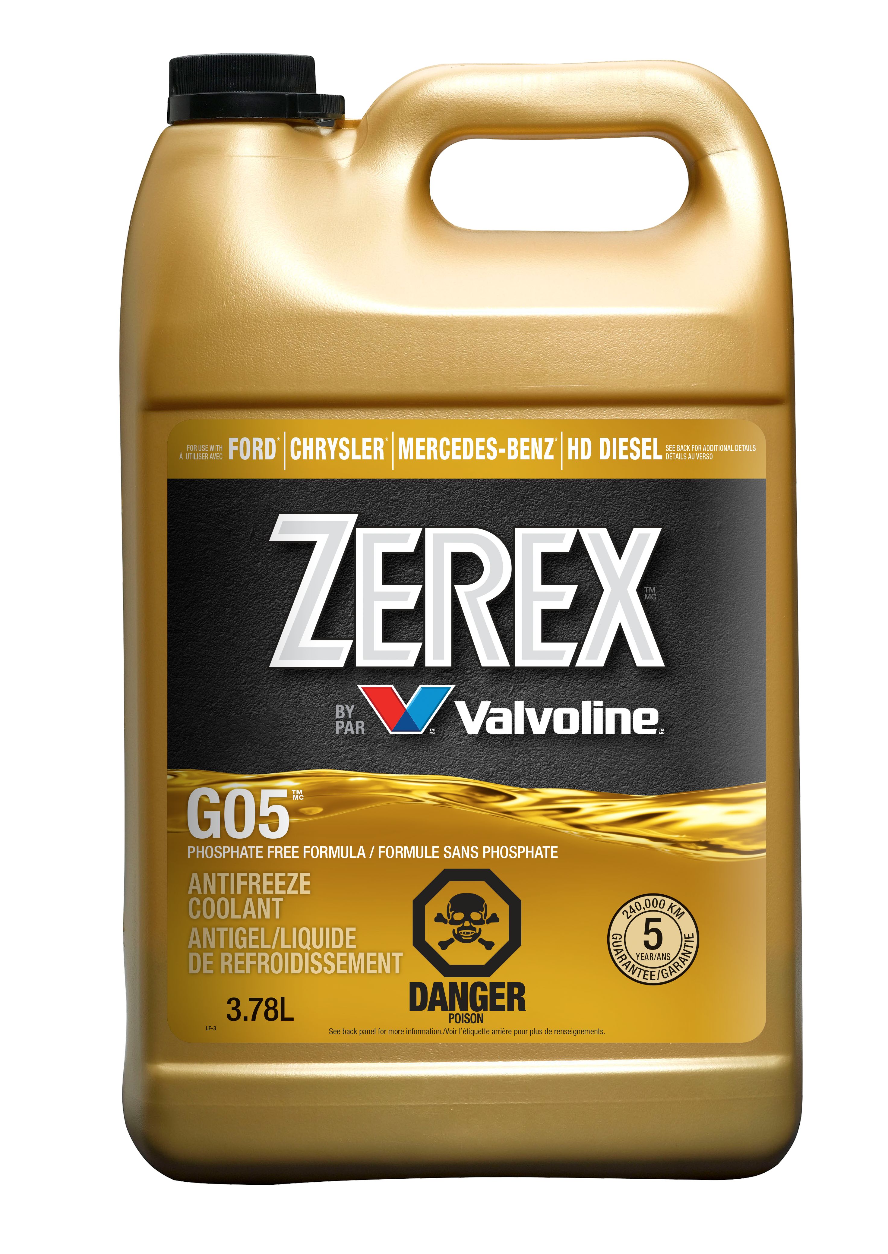 Concentré d'antigel/liquide de refroidissement Zerex™ G05, 3,78 L