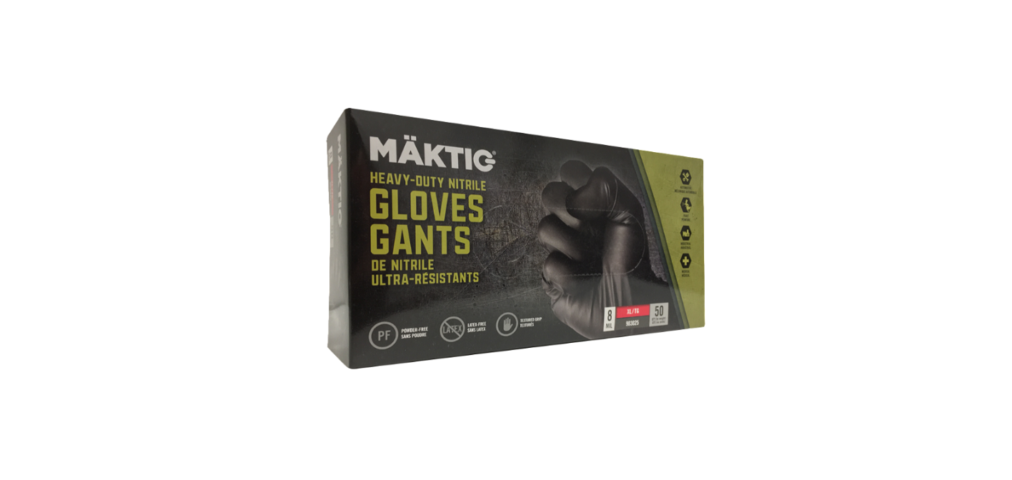 8 Mil Black Nitrile Gloves 46/Box - 2XL