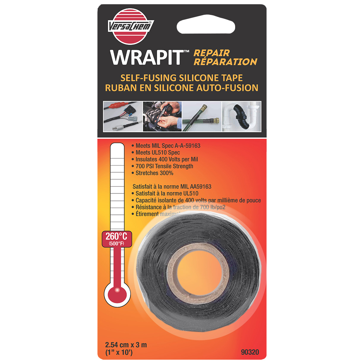 Ruban de réparation autofusionnant Versachem® Wrap-It, rouleau de 1 po x 10 pieds