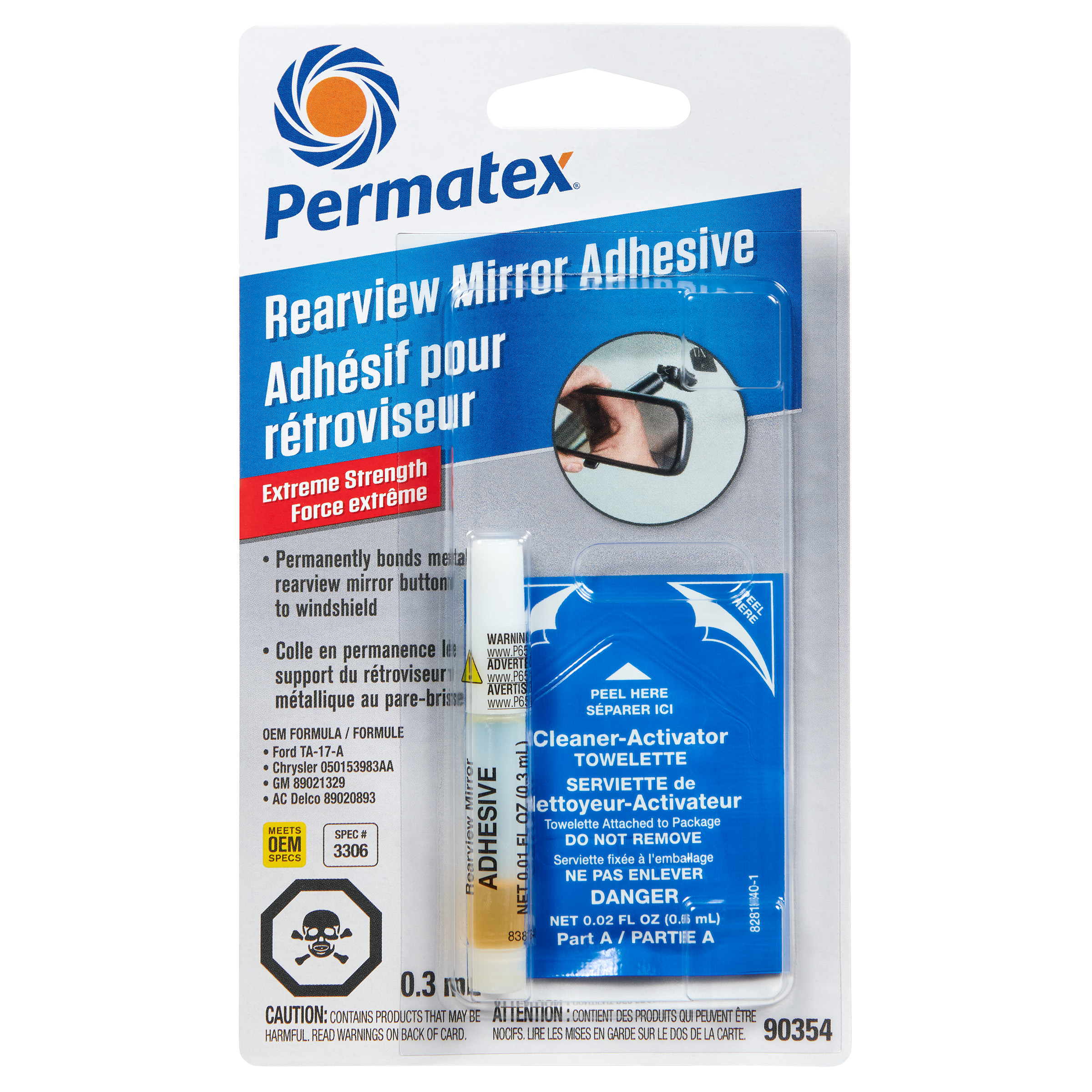 Adhésif pour rétroviseur Permatex, 0,3 ml