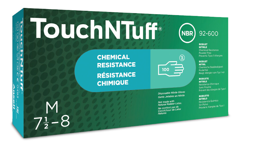 TouchNTuff™ 92-600 Chemical Resistance Gloves 100/Box - S