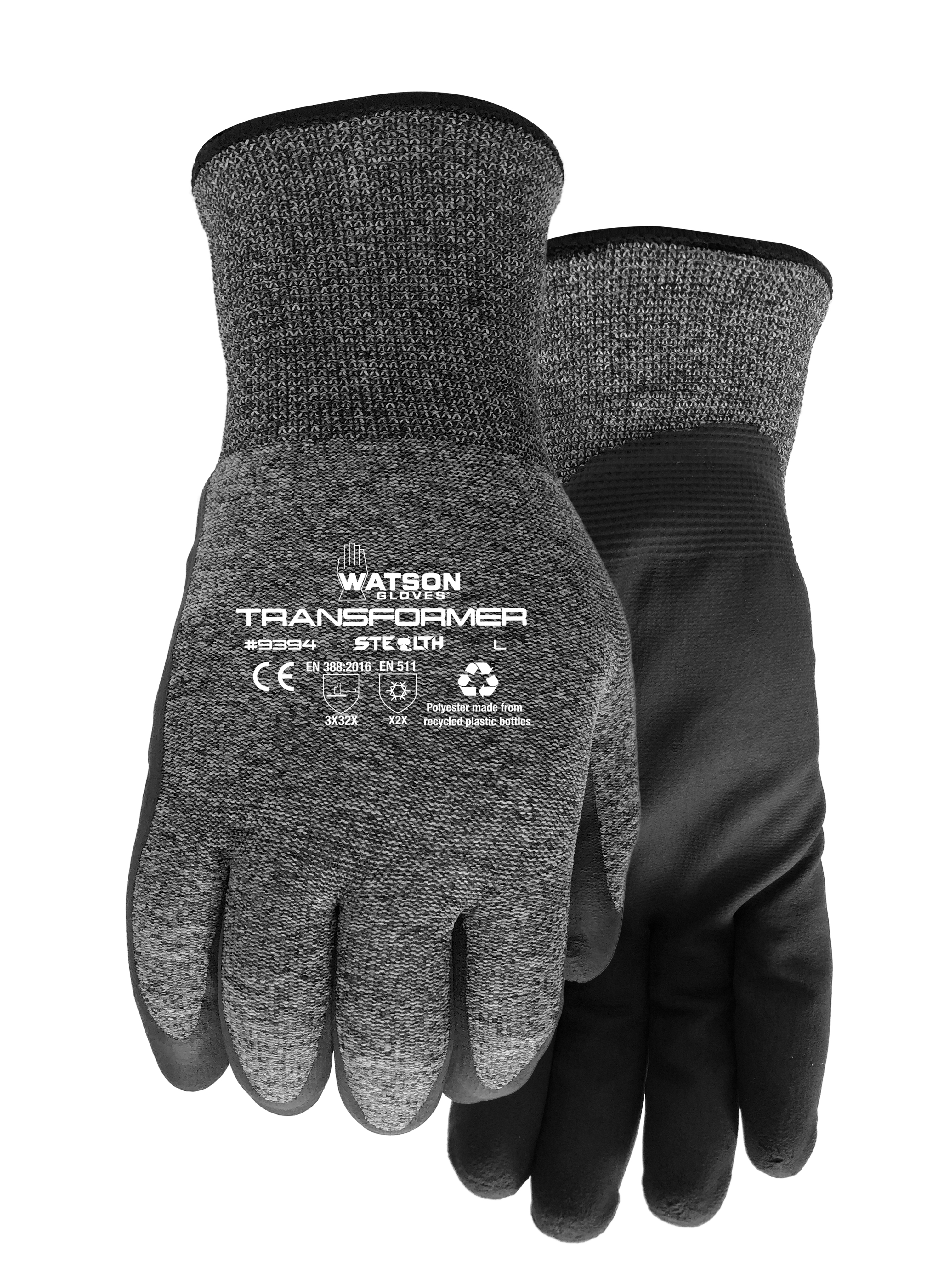 STEALTH™ Transformer WasteNot™ Seamless Knit Latex Coated Gloves - L